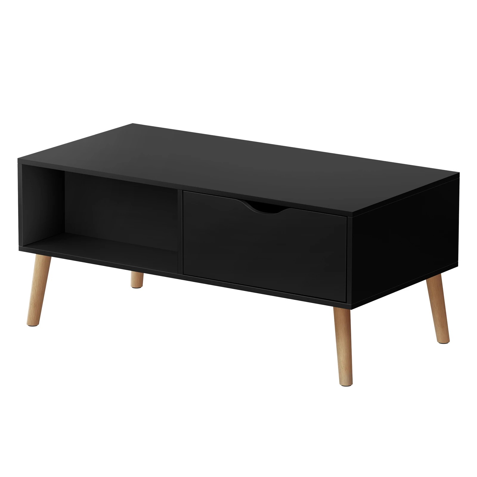 1 Alfordson Coffee Table Storage Tables 2 Drawers Shelf Modern Desk - Black, 1 of 10