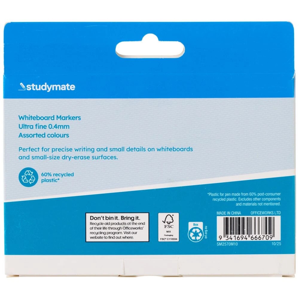 3 Studymate 0.4mm Ultra Fine Whiteboard Marker 10 Pack, 3 of 10