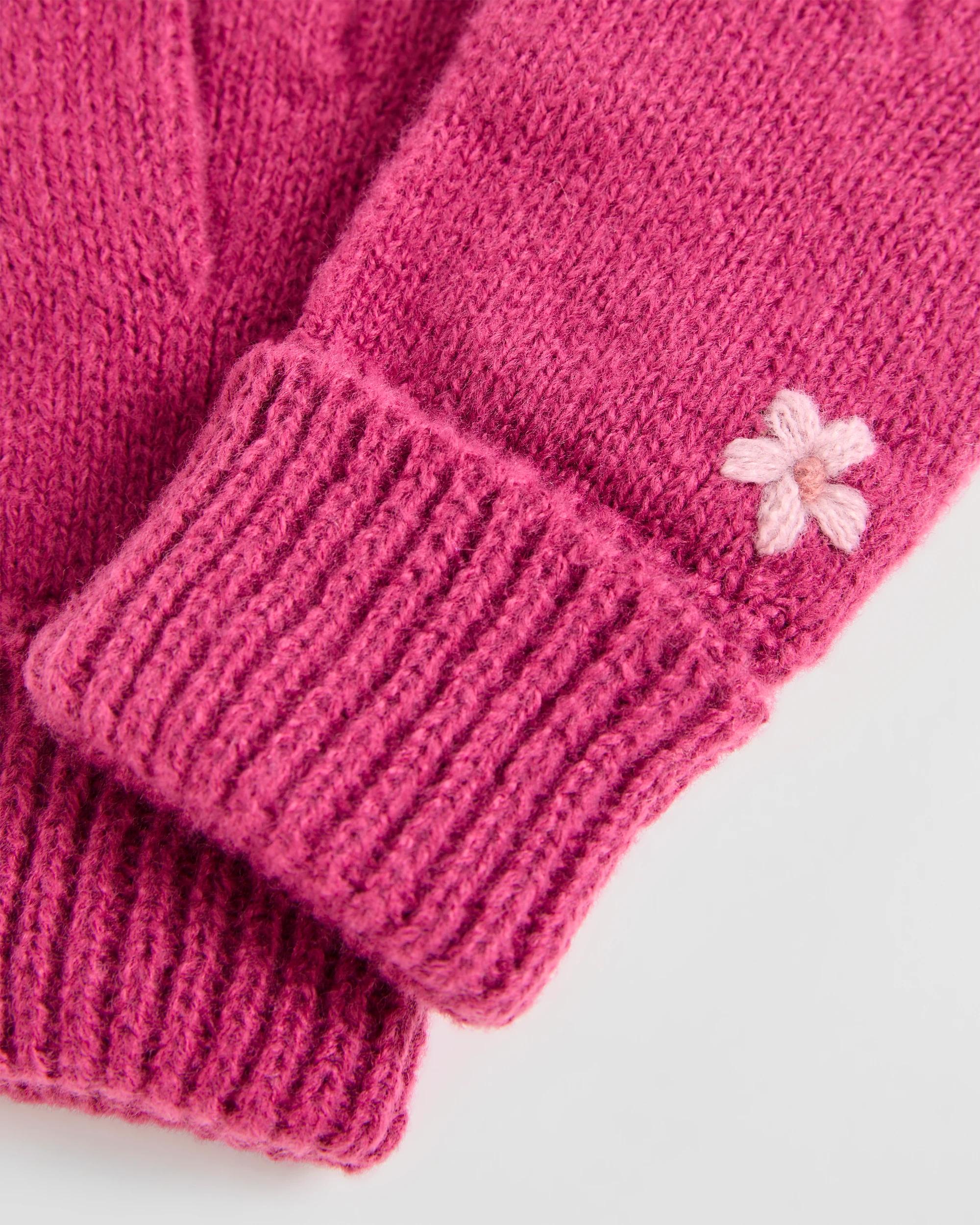 2 Target Kids Flower Applique Gloves PINK MARLE, 2 of 2