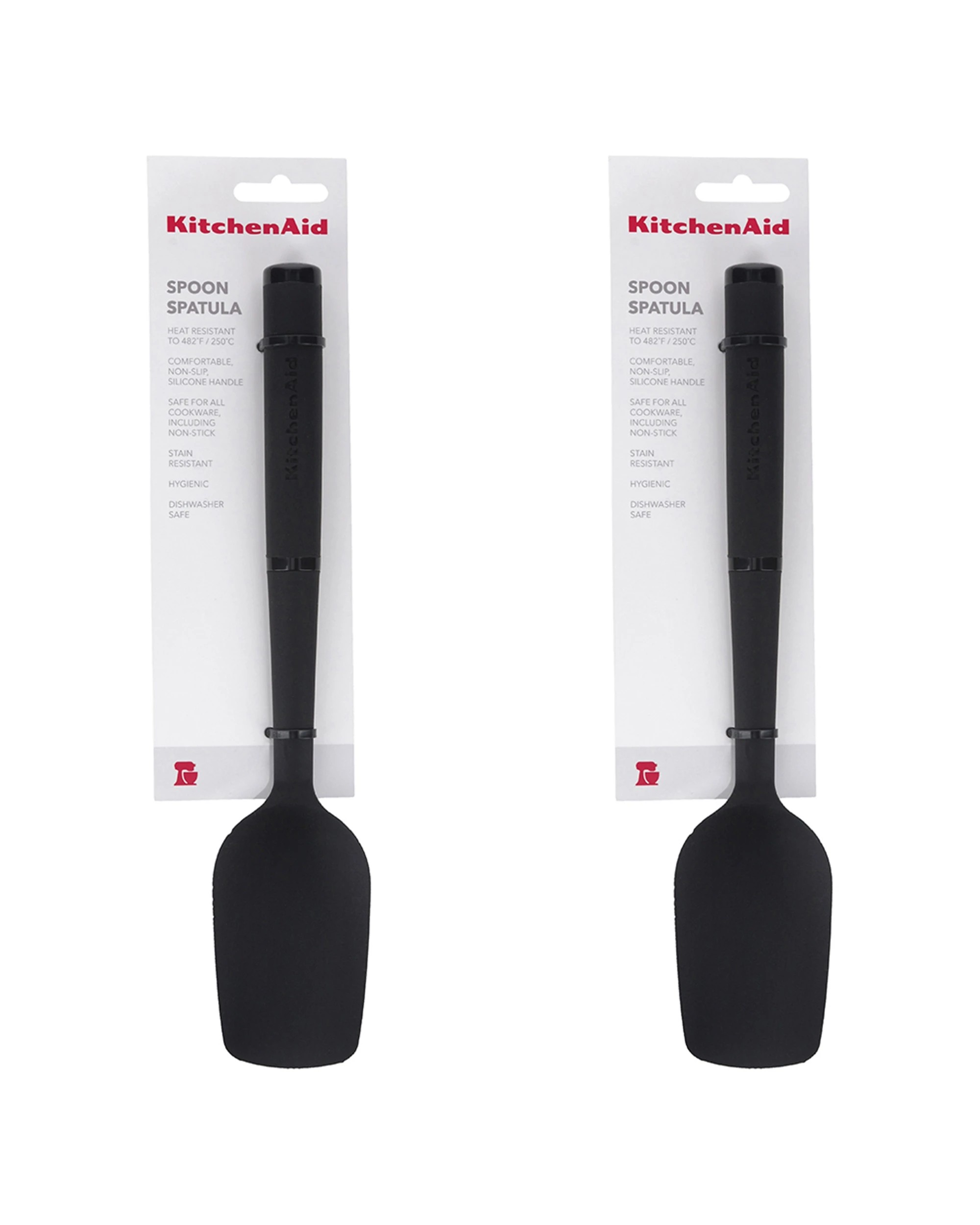 1 KitchenAid 2PK Silicone Soft Touch Spoon Spatula Heat Resistant Non-Slip - Black, 1 of 4