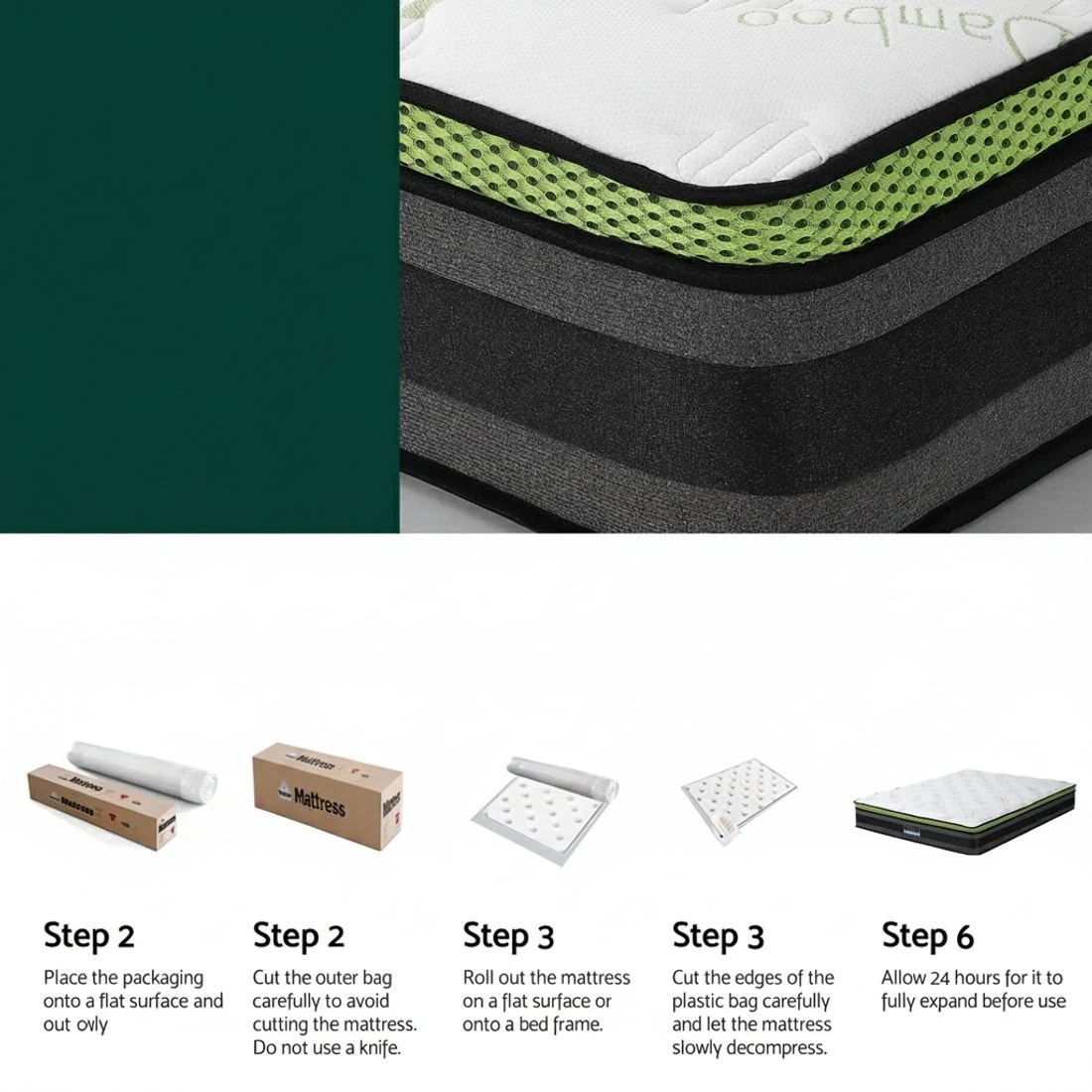7 Giselle Mattress Cool Gel Foam 30cm Double - Double Bed - Grey, 7 of 7