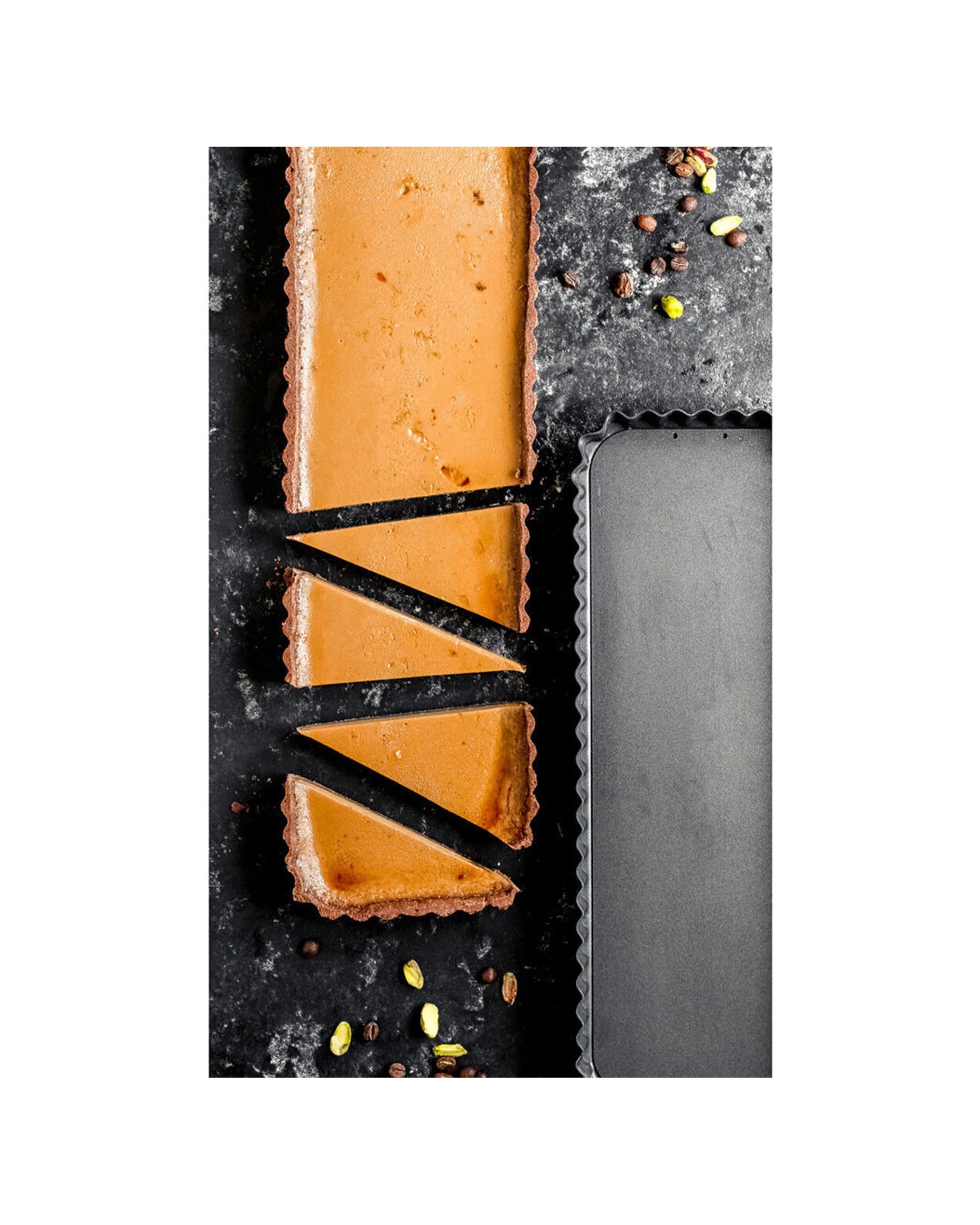 7 Mastercraft 2x 36x13cm Loose Base Non-Stick Rectangle Flan Quiche Pan - Black, 7 of 7