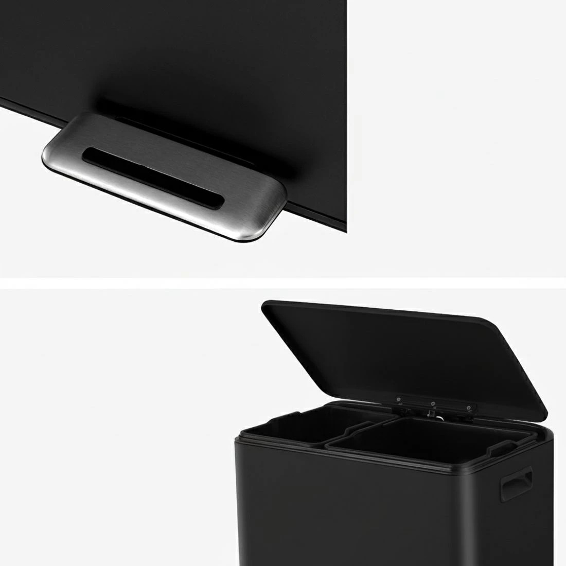 4 Cefito Pedal Bins Rubbish Bin Dual Compartment Waste Recycle Dustbins 40L - Black, 4 of 4