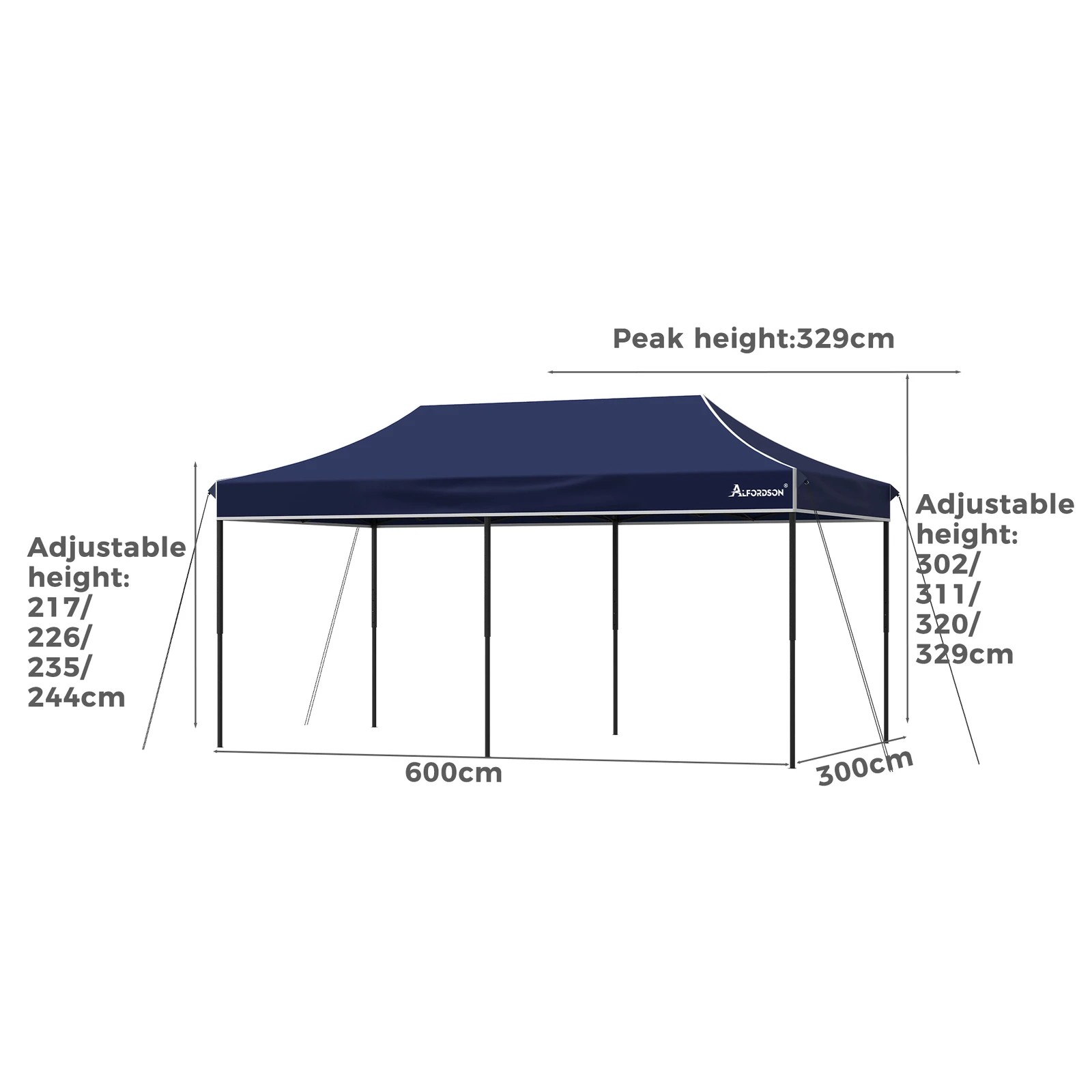 10 Alfordson Gazebo 6x3m Pop Up Marquee 600D Oxford Folding Camping Tent - Blue, 10 of 10