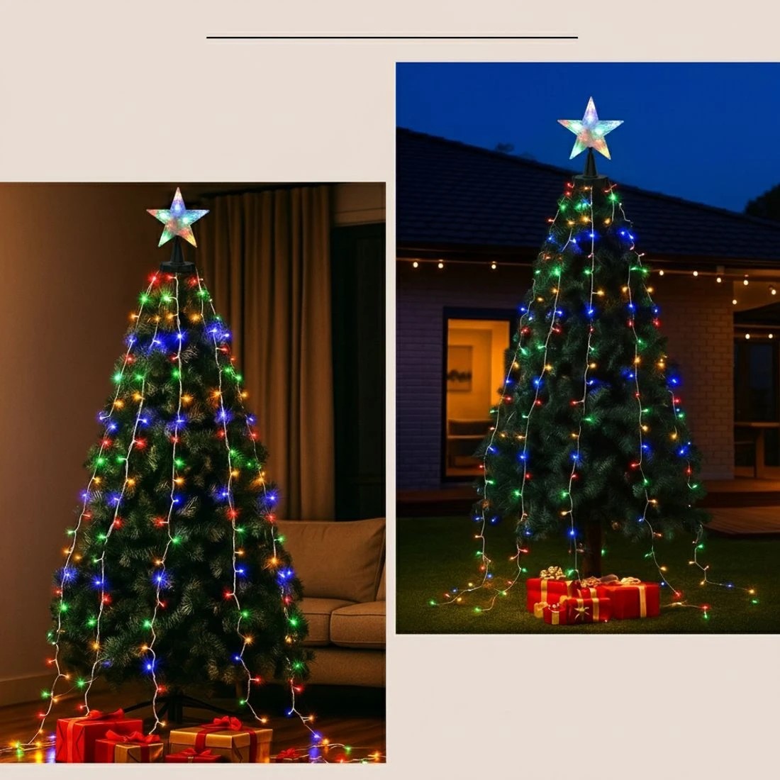 5 Jingle Jollys 2.5M Christmas Lights Waterfall String Light 300 LED Star Topper - Multi, 5 of 7