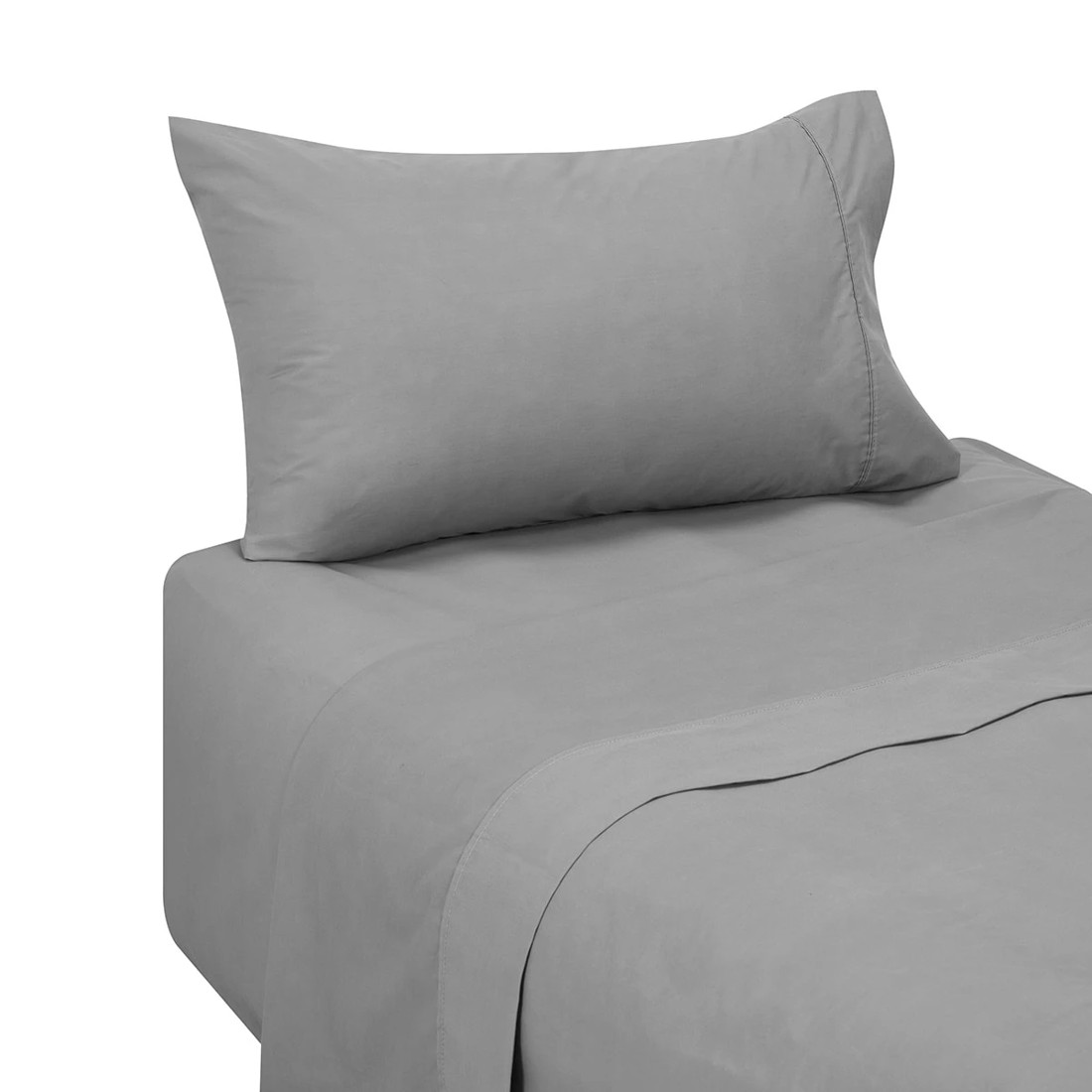 5 250 Thread Count Cotton Rich Sheet Set - Grey, Single Bed, 5 of 7