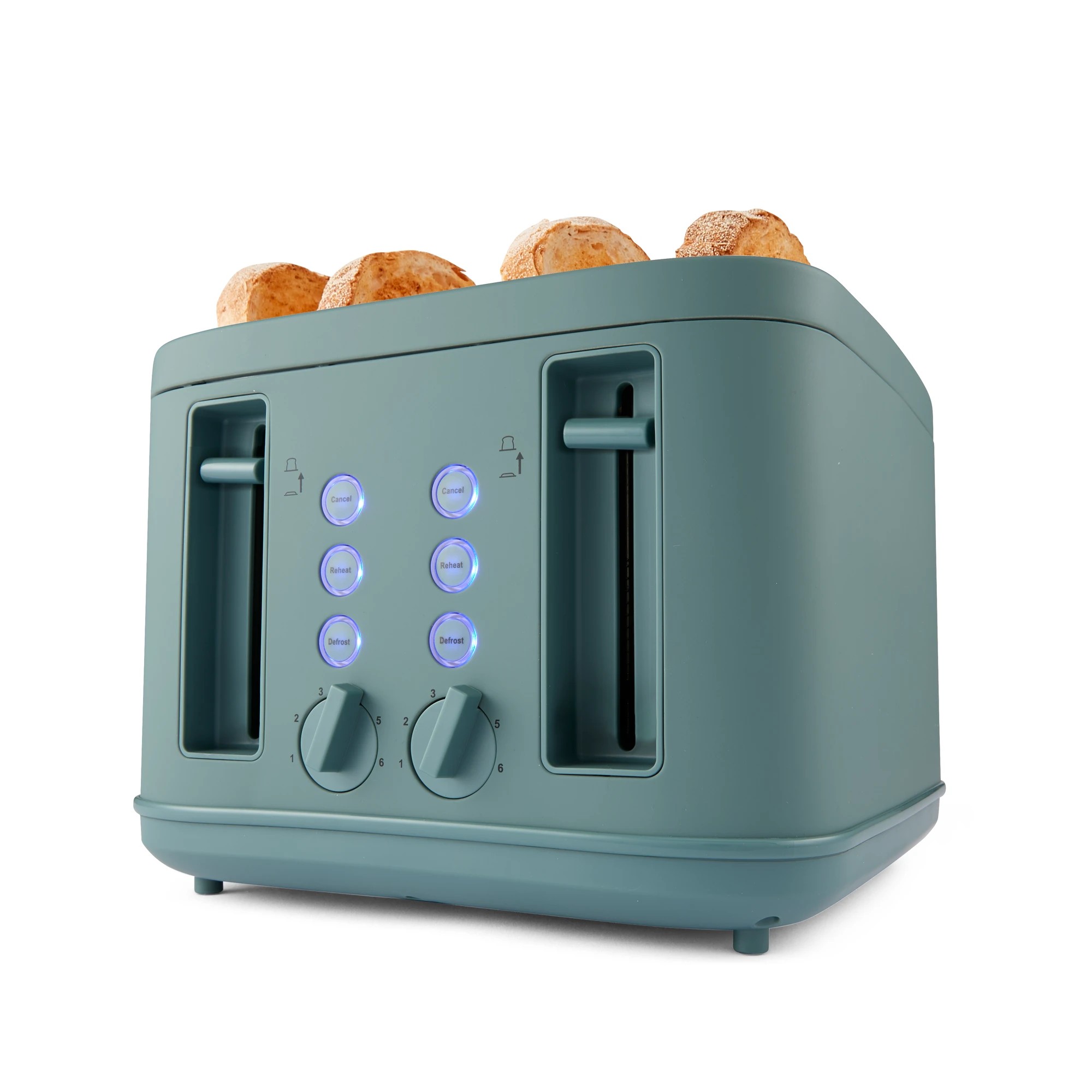 1 4 Slice Soft Touch Toaster - Dark Green, 1 of 9