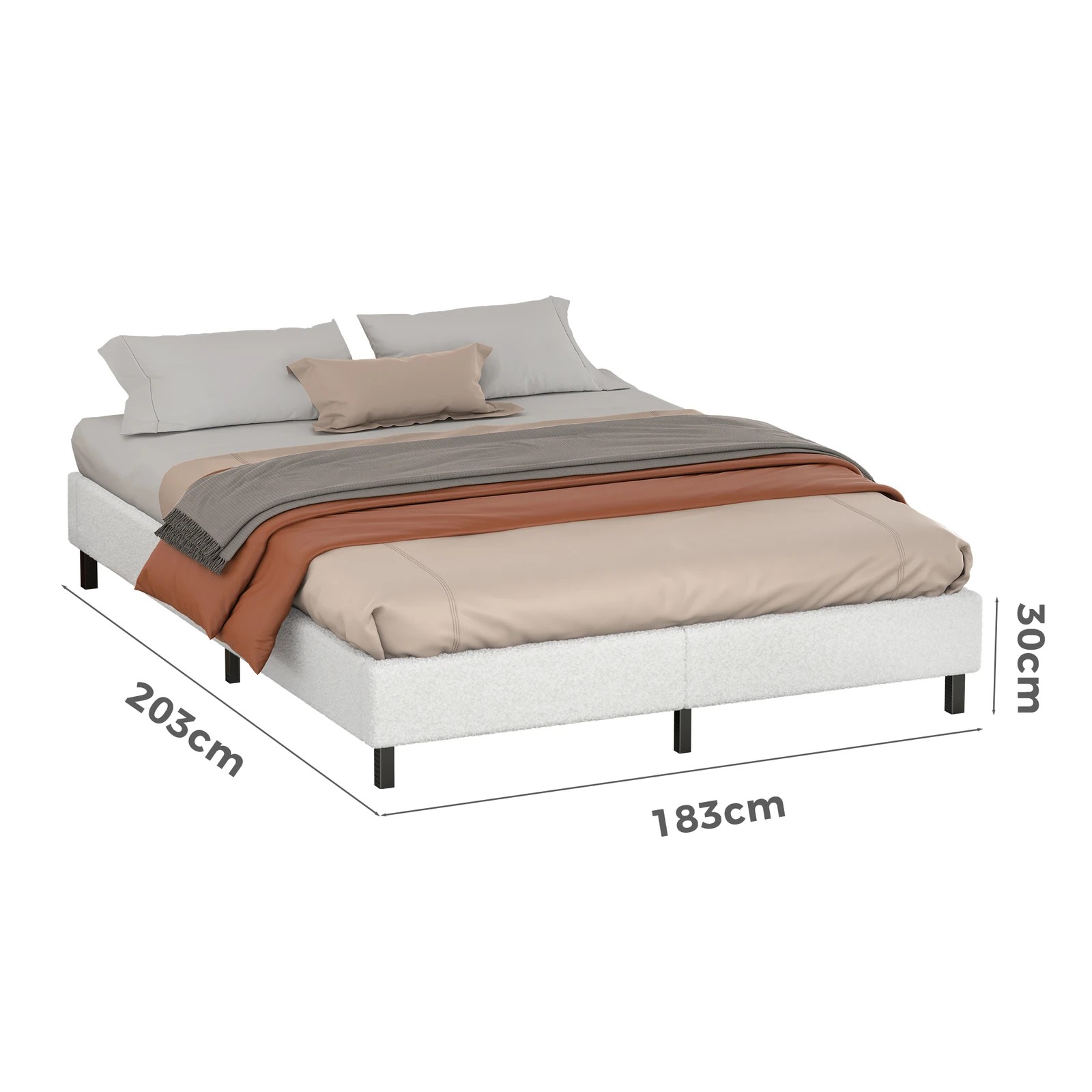 7 Alfordson Bed Frame King Size Mattress Base Foundation Boucle Basel - White, 7 of 10