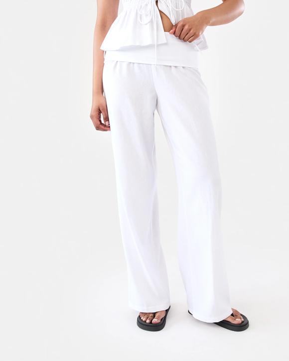 Linen Blend Fold Over Pants
