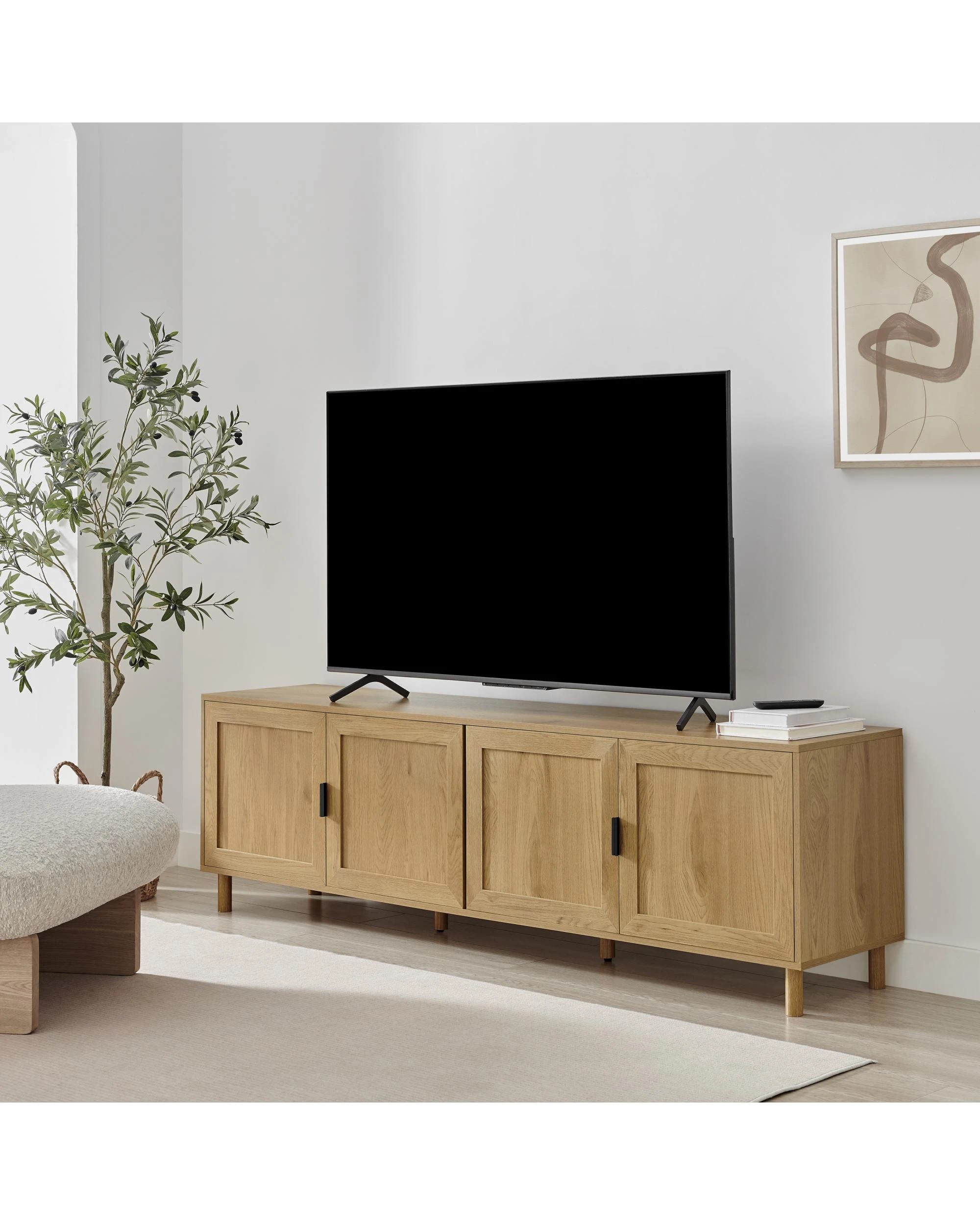 3 Kodu Lowline TV Entertainment Unit 4 Doors Oak - Natural, 3 of 6