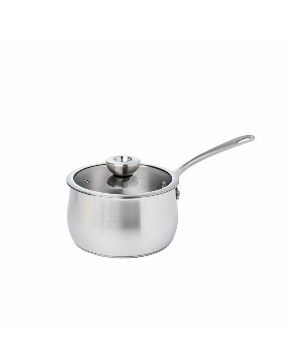 Meyer White Steel Stainless Steel Induction Saucepan With Glass Lid 18cm - Silver