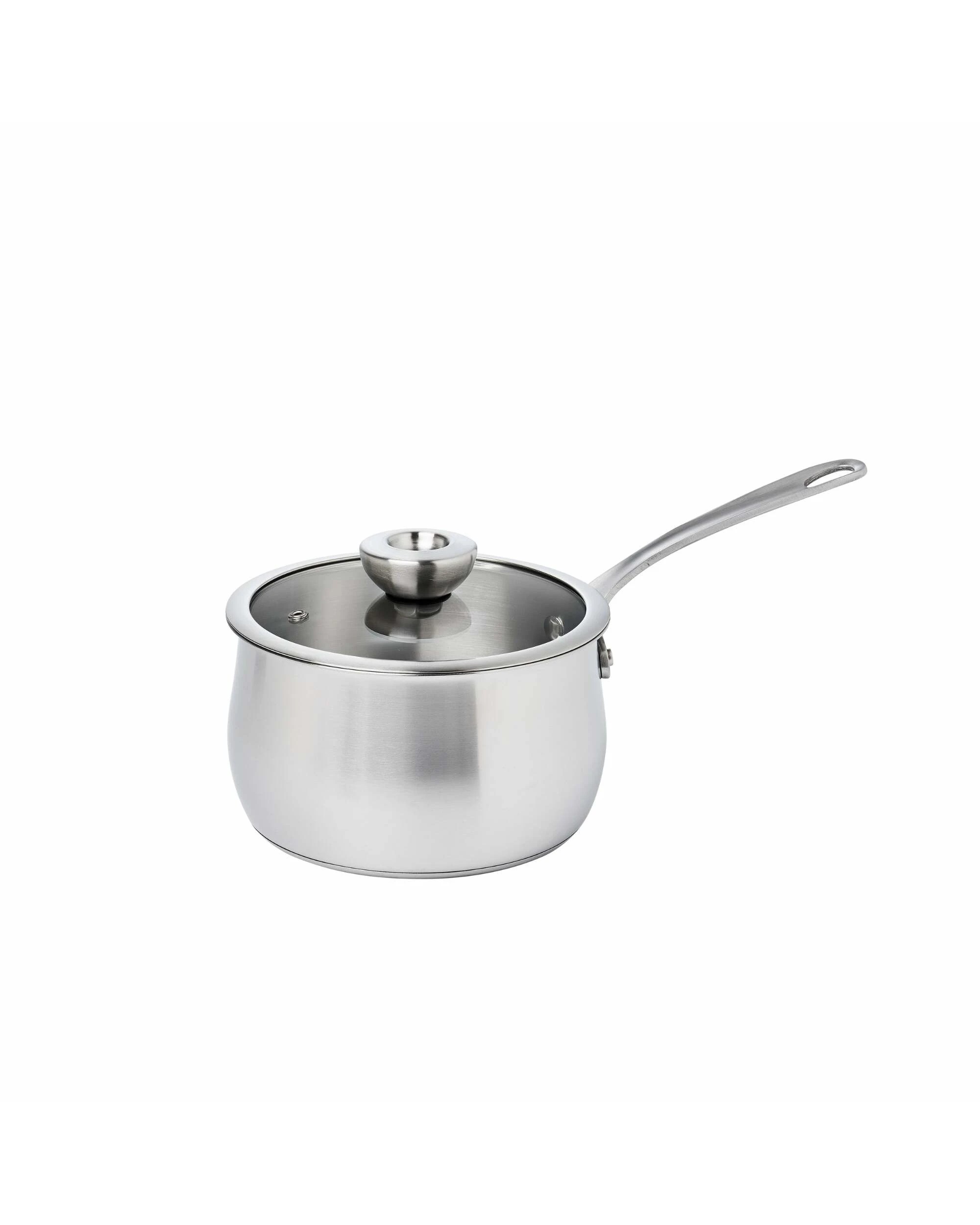 1 Meyer White Steel Stainless Steel Induction Saucepan With Glass Lid 18cm - Silver, 1 of 1