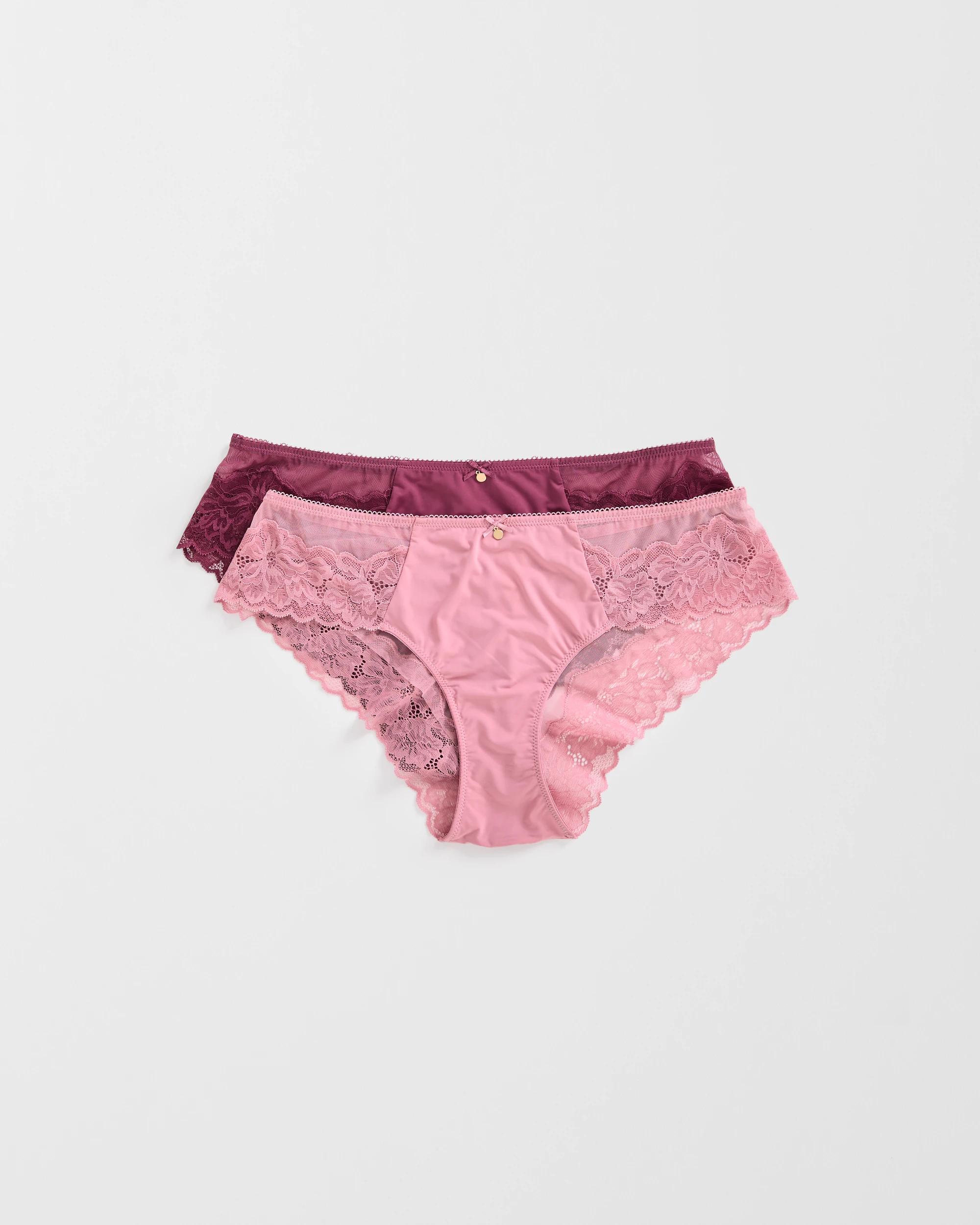 1 Target Woman Lara 2 Pack Lace Trim Bikini Briefs FOXGLOVE/CRUSHED VIOLET, 1 of 4