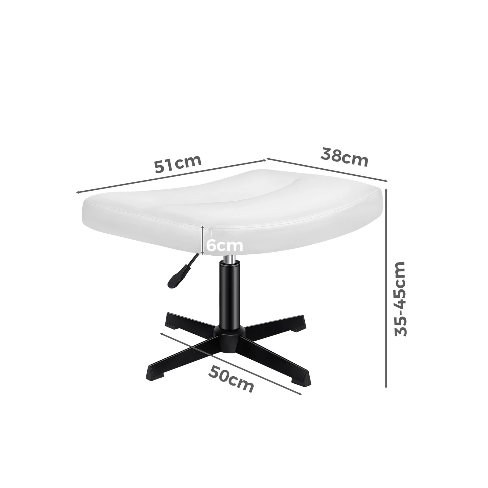 7 Alfordson Office Chair Computer Cross-legged Seat Work Ottoman PU Leather - White, 7 of 10