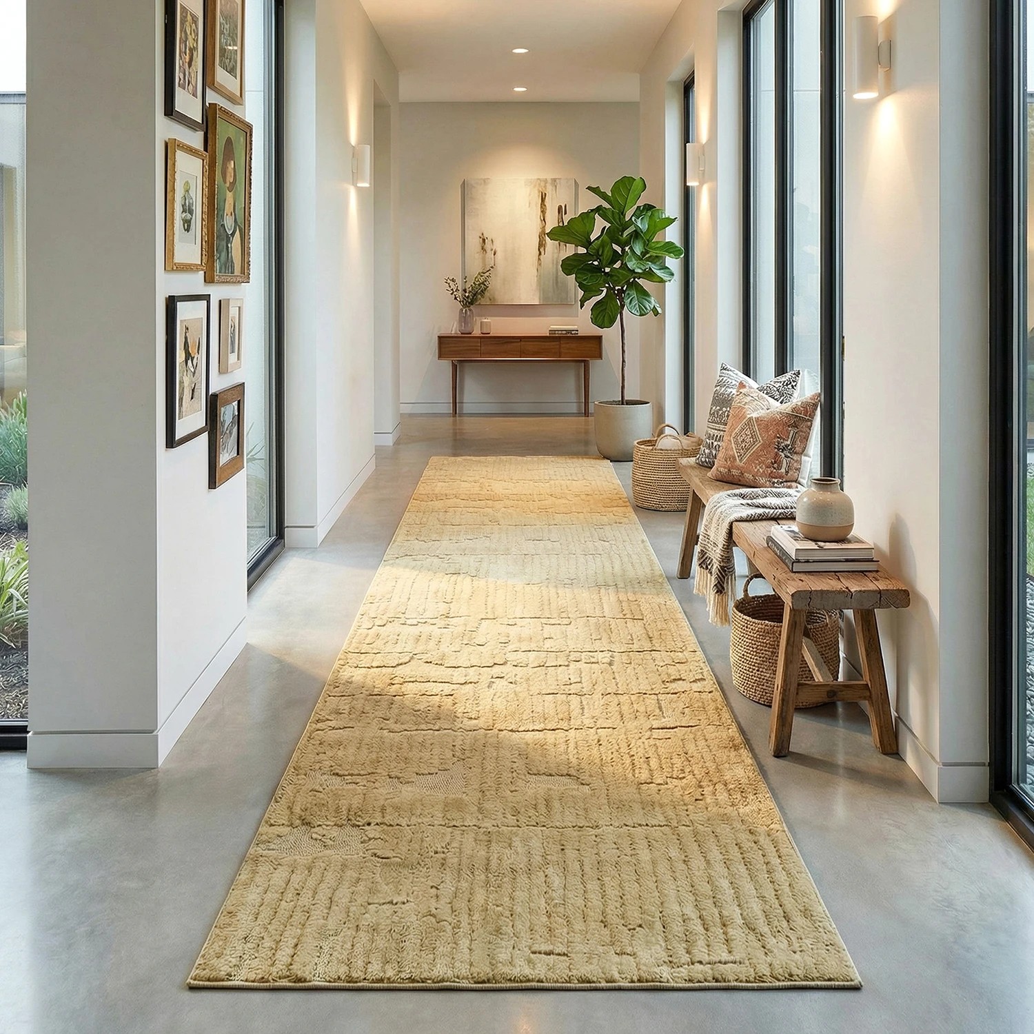 1 Common Ground Rugs Sanctuary Aliya 400x80cm - Large Runner Power Loomed Rug - Gold, 1 of 7