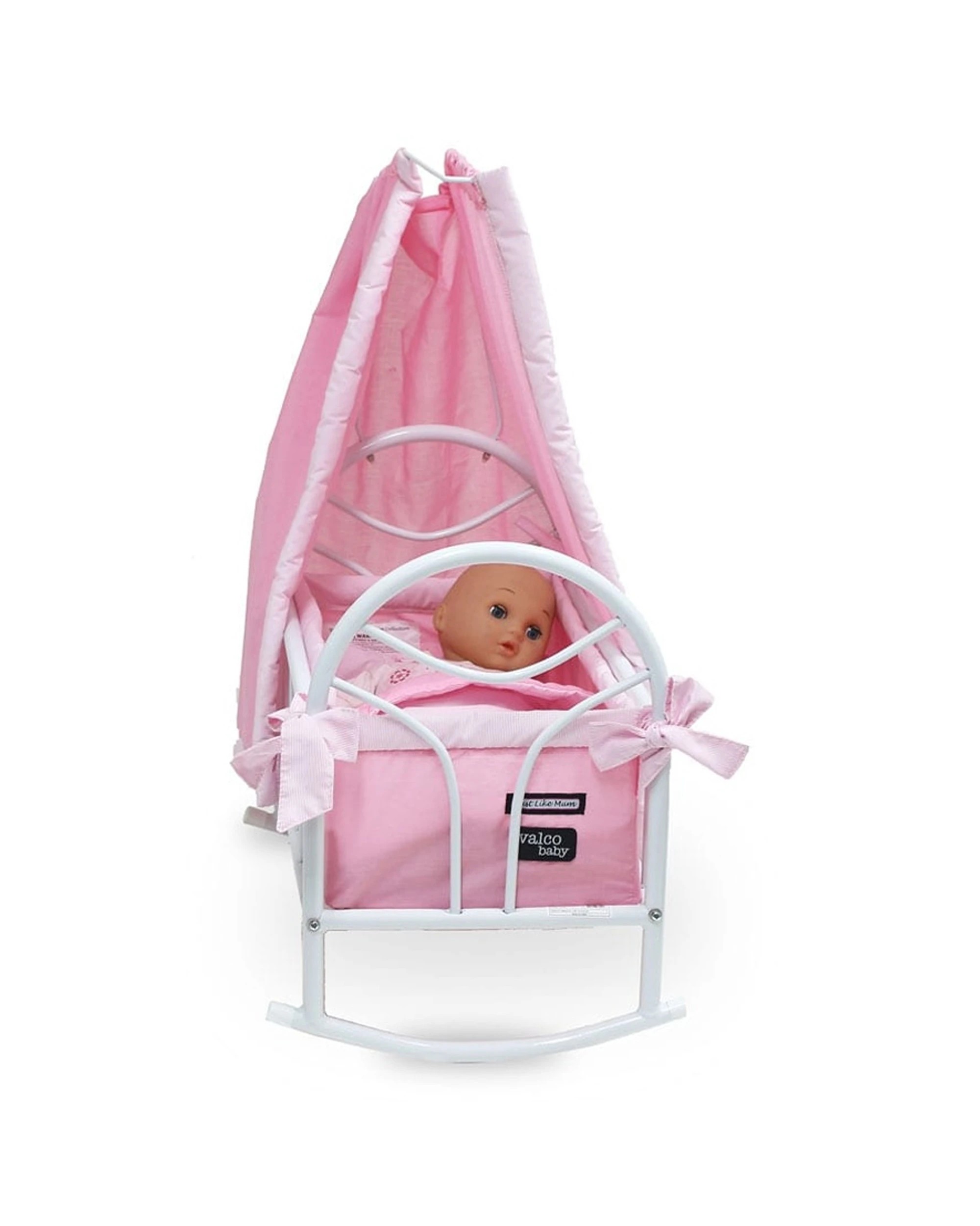 4 JustLikeMum Kids Pretend Play Doll Rocking Cradle Steel Frame Washable Fabr - Pink, 4 of 7