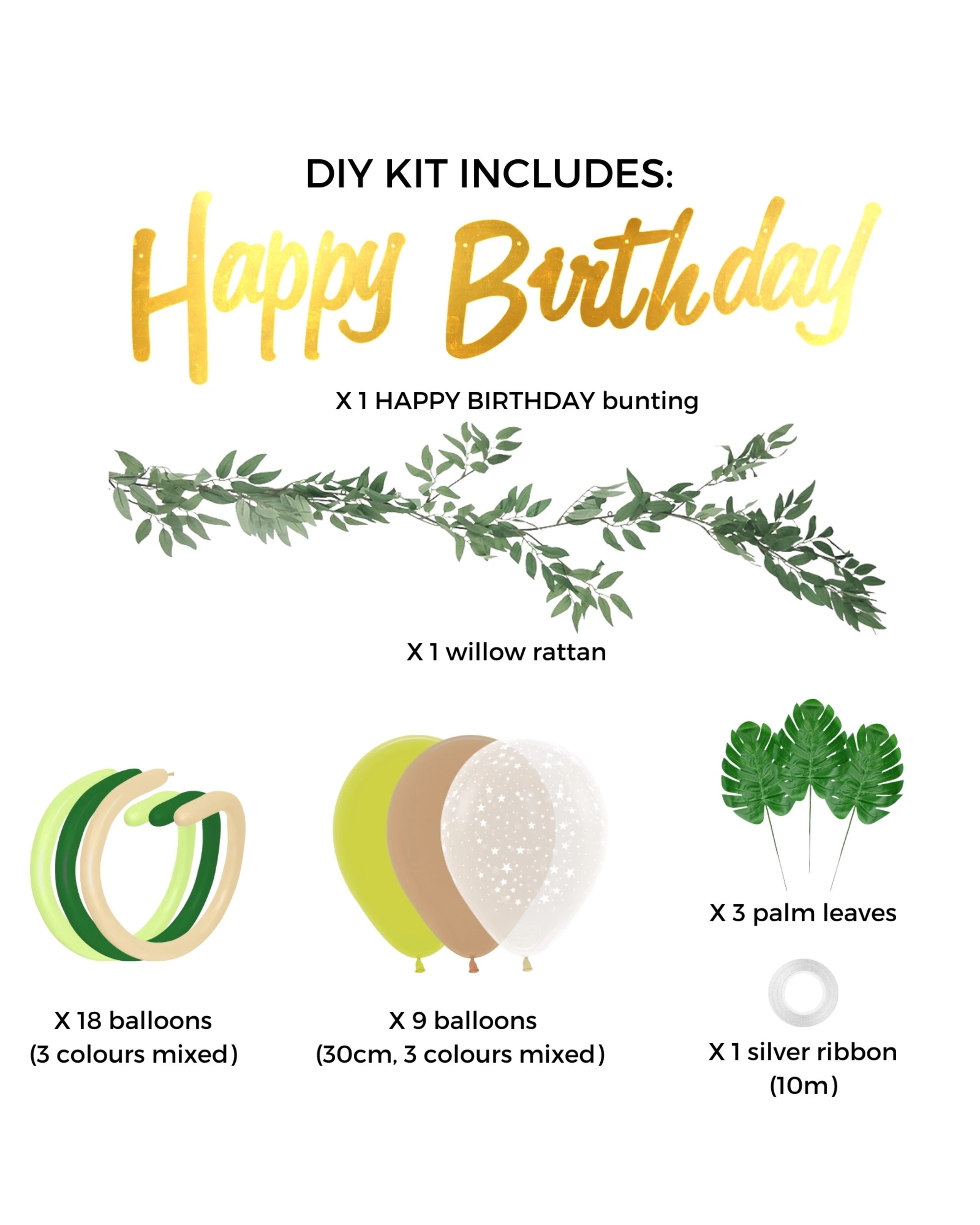 1 Party Maker Happy Birthday Balloon Set Event Decoration Leaf Strip - Multi, 1 of 1