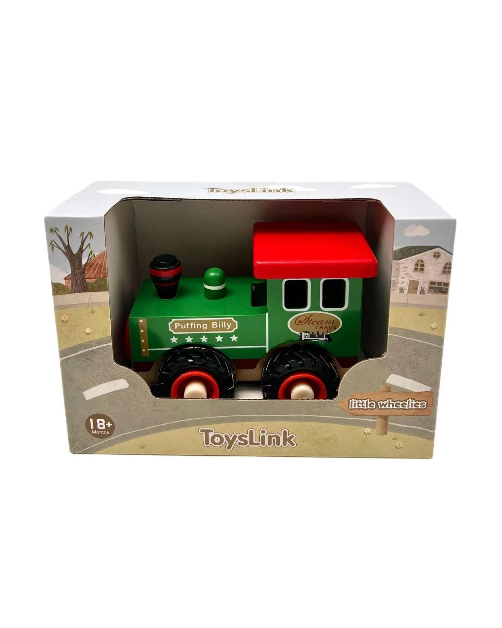1 Toyslink Wooden Wheelie Green Puffing Billy Train Toy Vehicle, 1 of 2