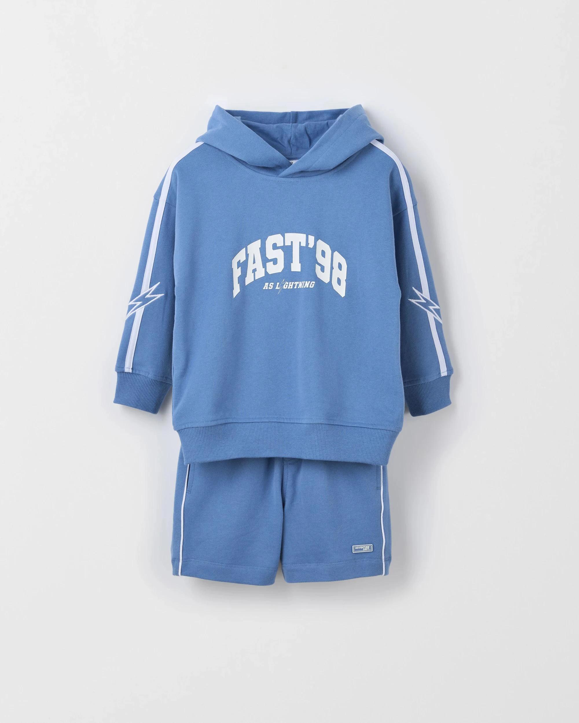 4 Target Kids Australian Cotton Fleece Hoodie and Short Set BLUE, 4 of 8
