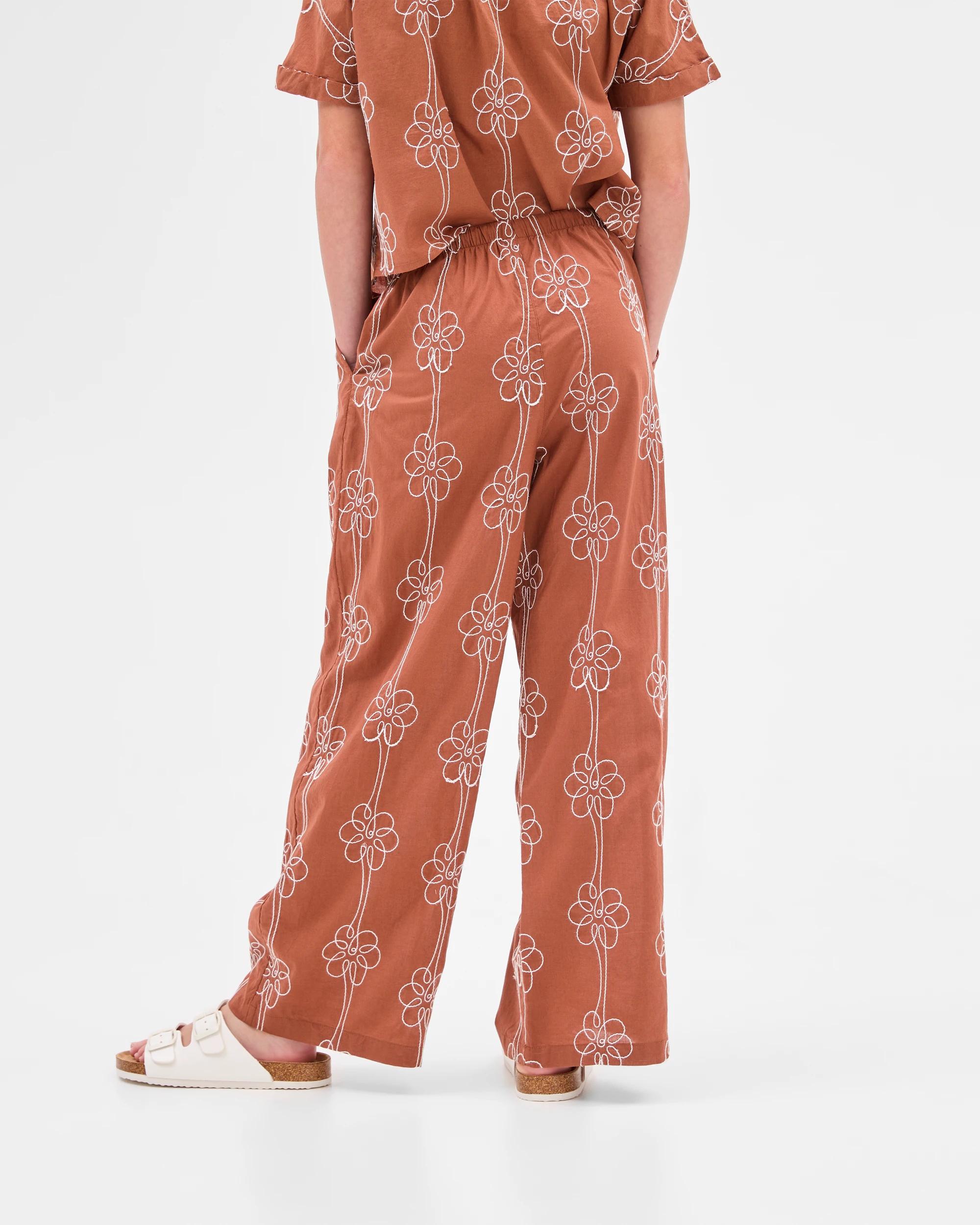 3 Target Australian Cotton Embroidered Wide Leg Pant BROWN, 3 of 6