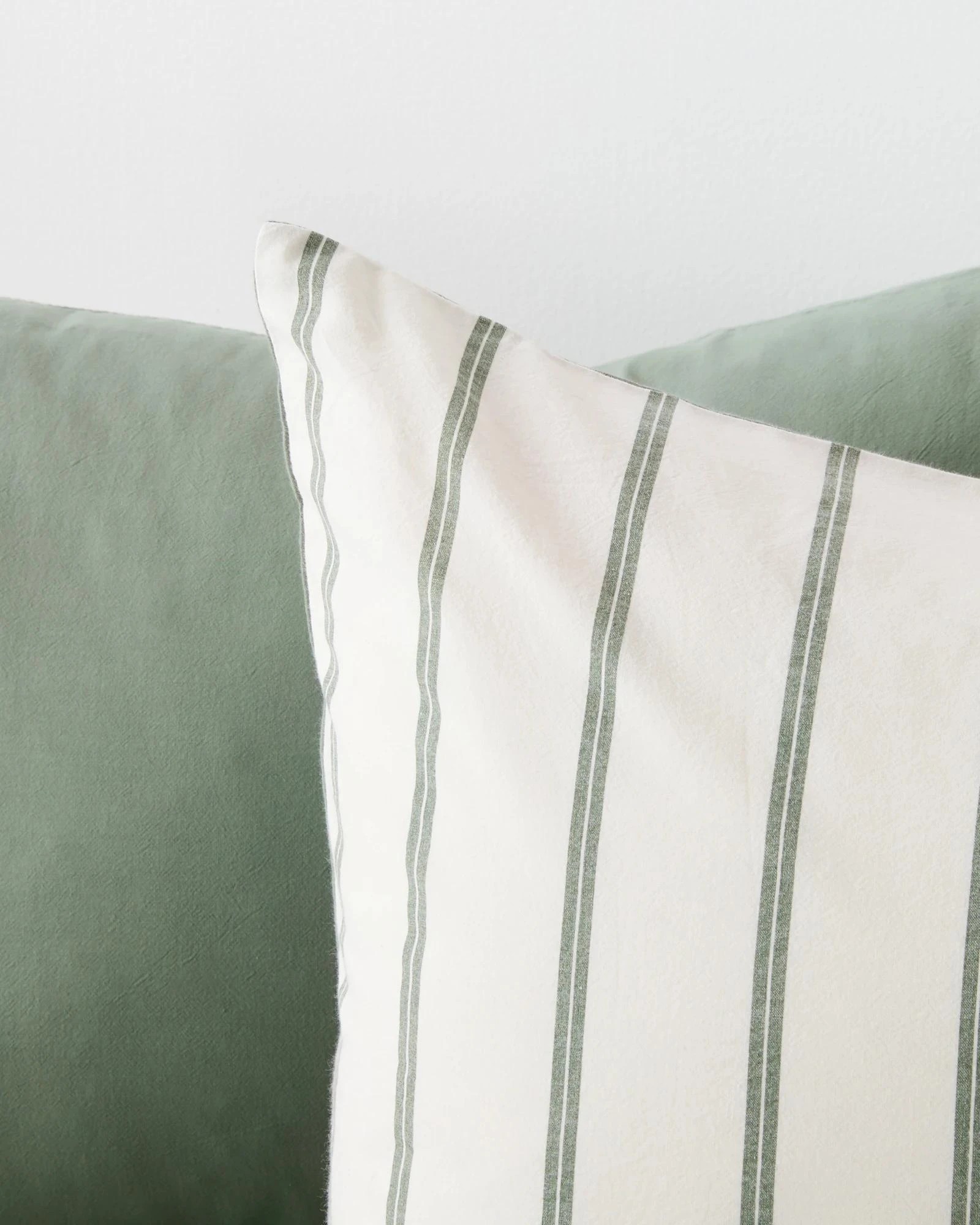 4 Arlo Stonewash Stripe 2 Pack Pillowcases - Queen Bed - Green, 4 of 4