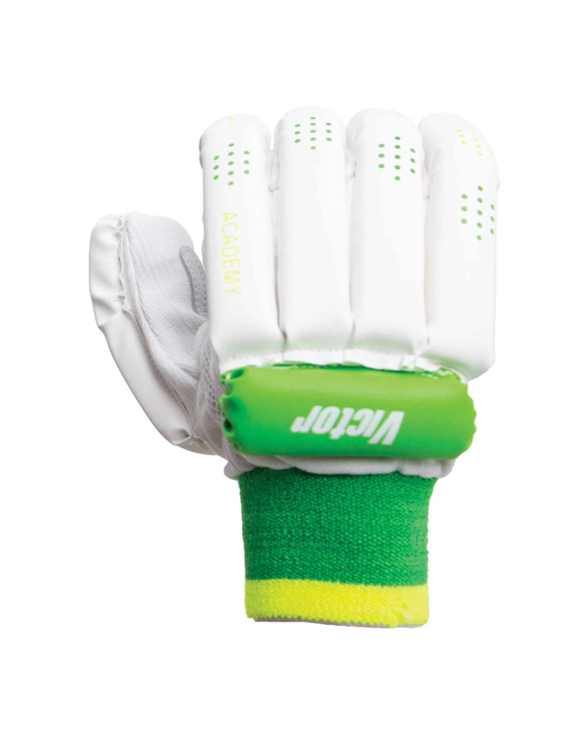 6 Victor Sports Cricket Batting Gloves Academy PVC Foam Junior Left Hand - Green, 6 of 7