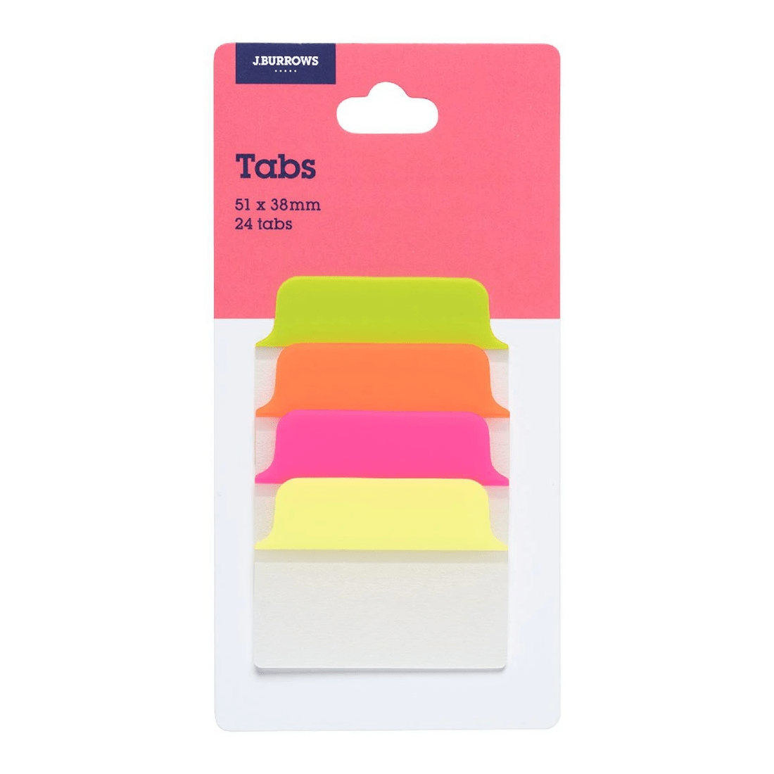 1 J.Burrows Tabs 51x38mm Neon Assorted 4 Pack, 1 of 3