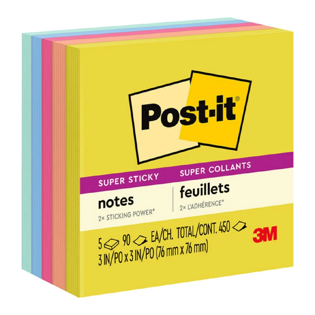 1 Post-it Super Sticky Notes 76 x 76 mm Summer Joy 5 Pack, 1 of 9