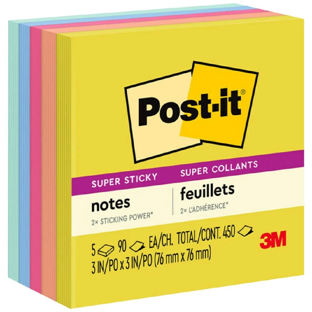 1 Post-it Super Sticky Notes 76 x 76 mm Summer Joy 5 Pack, 1 of 10