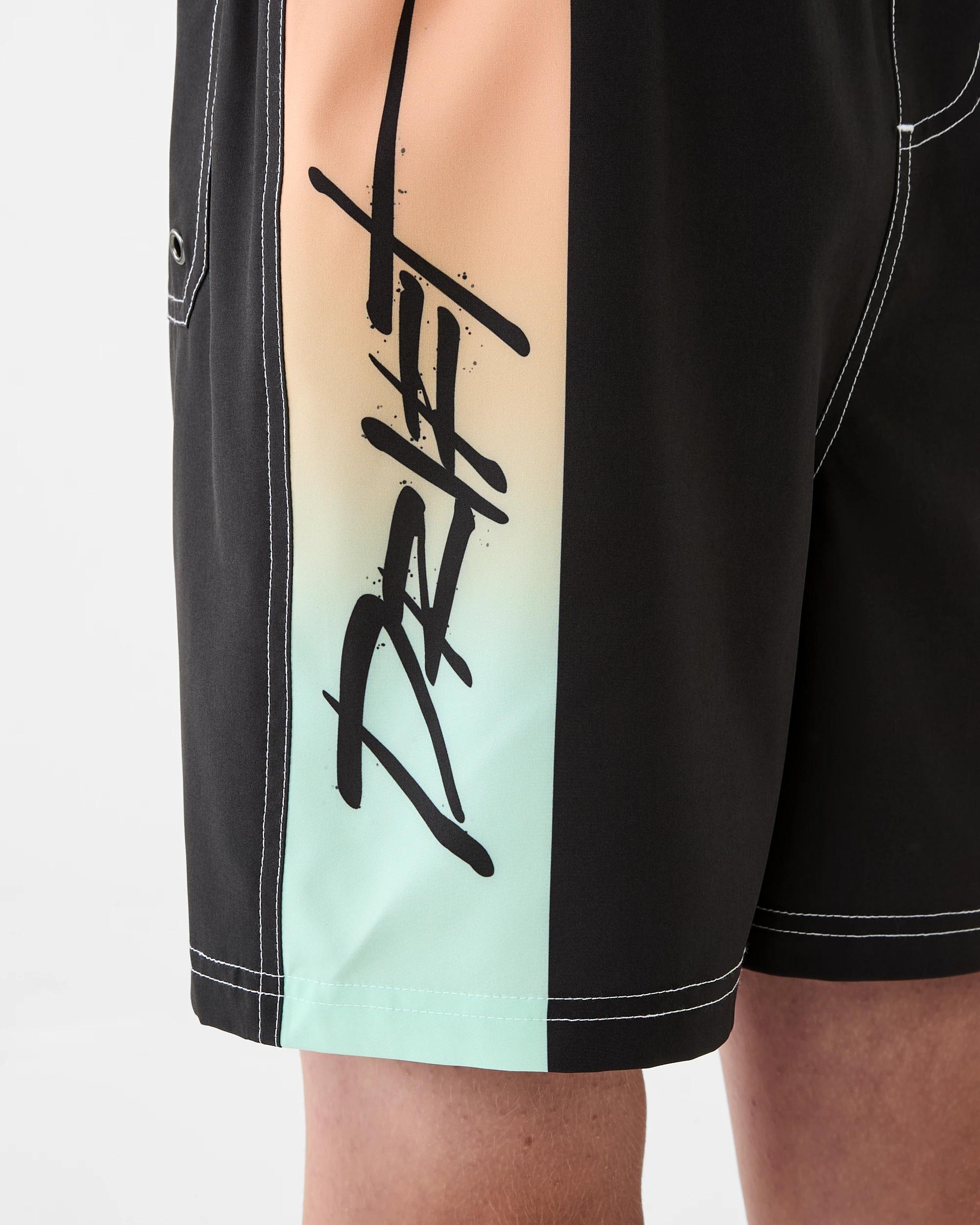 4 Longline Printed Swim Shorts Blk Ombre, 4 of 6