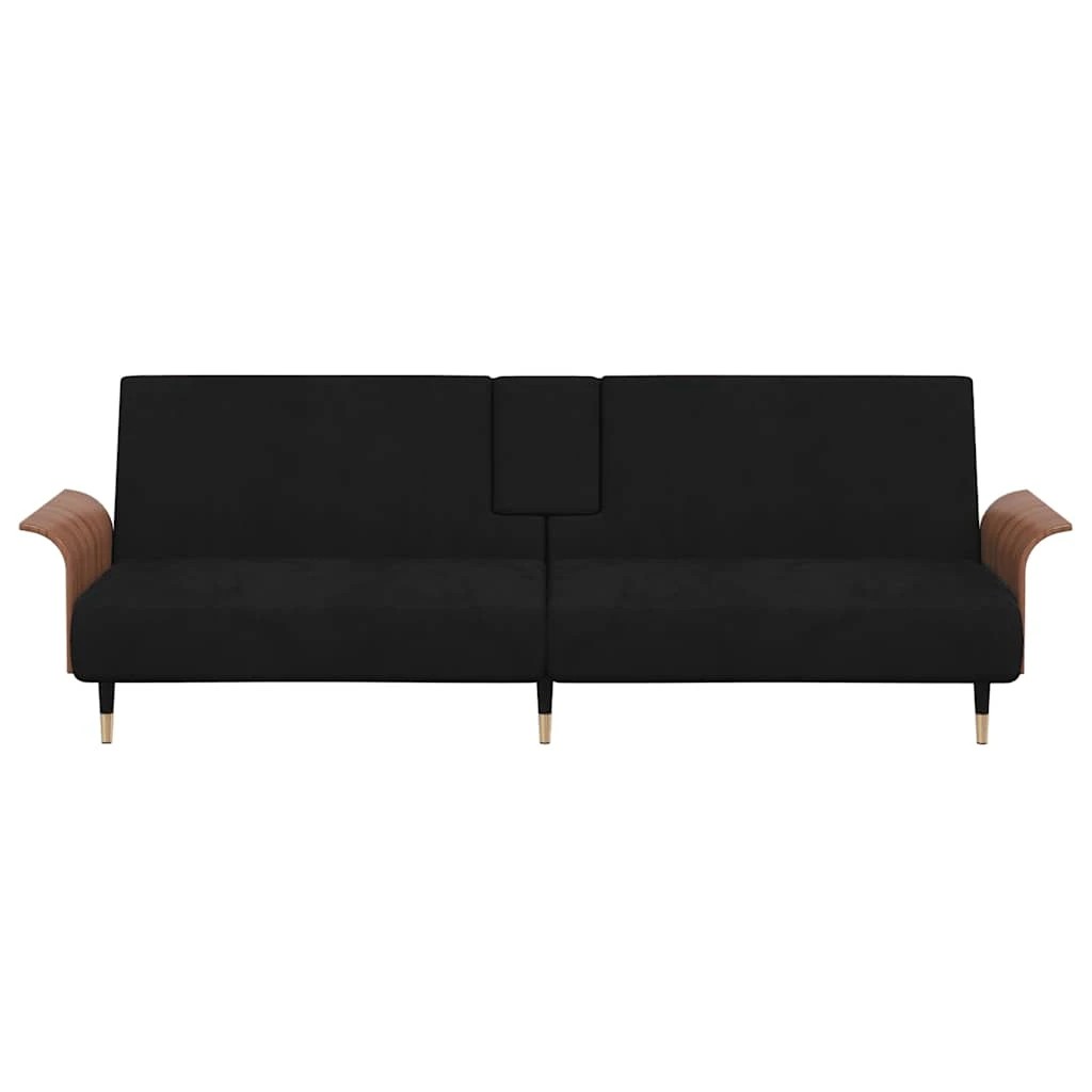 4 Vidaxl Sofa Bed With Cup Holders Velvet - Black, 4 of 10