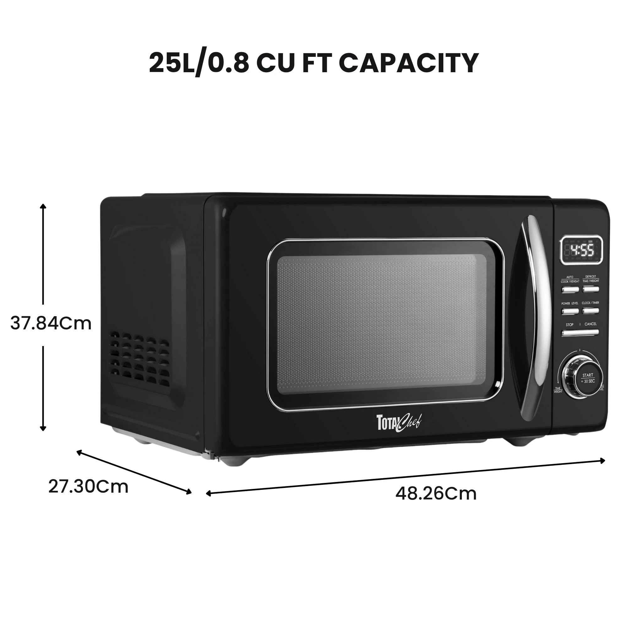 9 Total Chef Retro Microwave Oven 25L - Black, 9 of 9