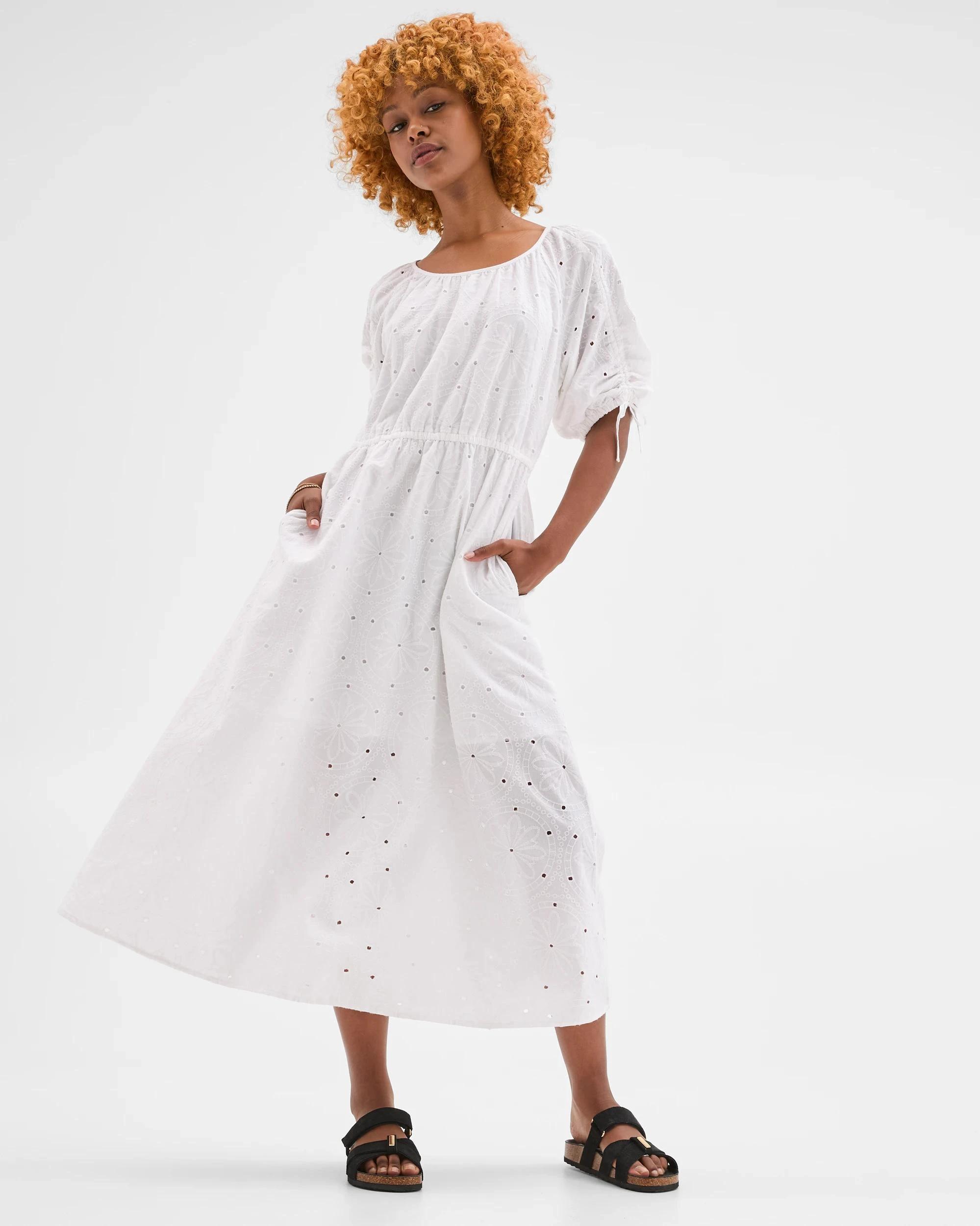 2 Target Petites Petites Broderie Maxi Dress WHITE, 2 of 5