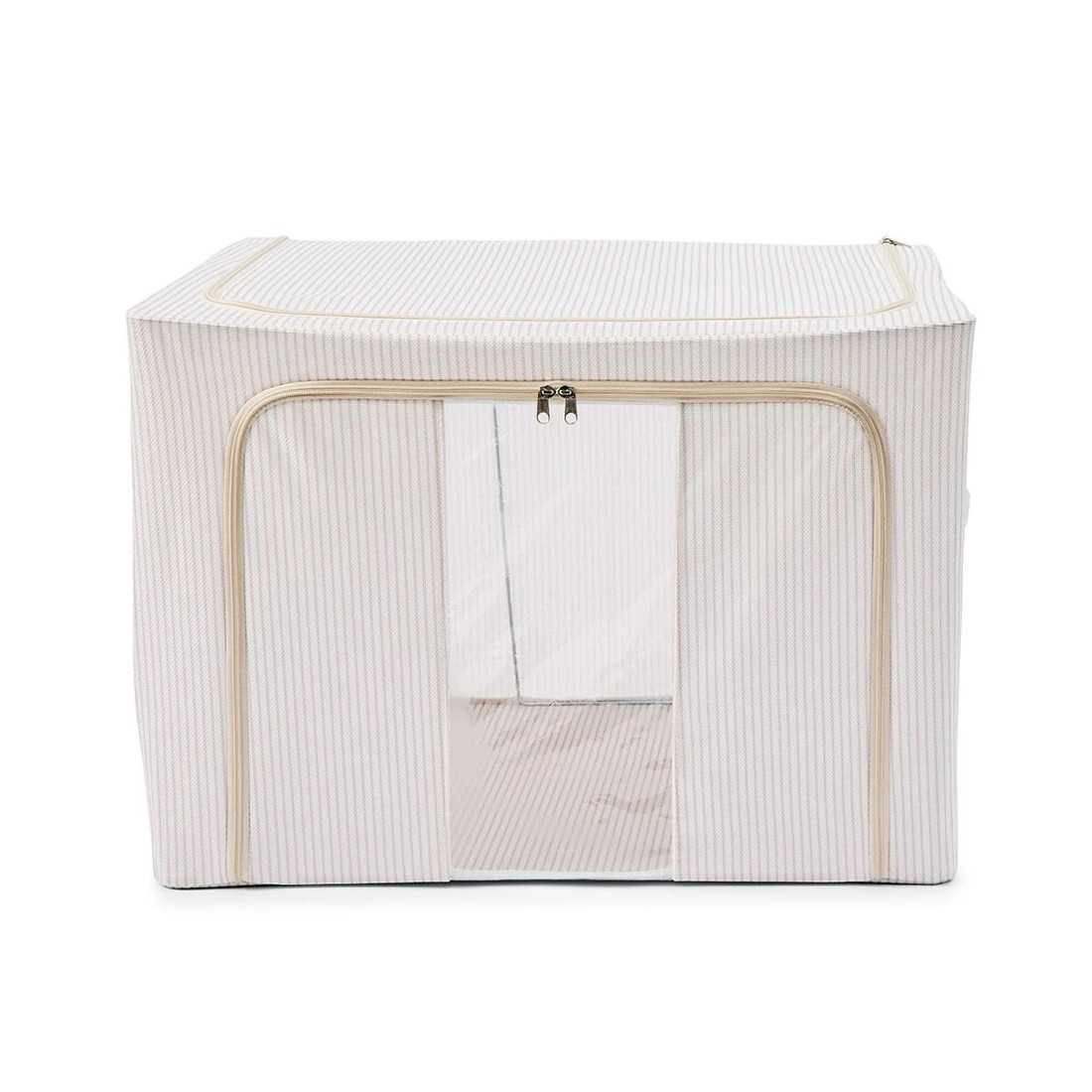 5 Linen Look Collapsible Box with Window - Extra Large, Stripe, 5 of 10