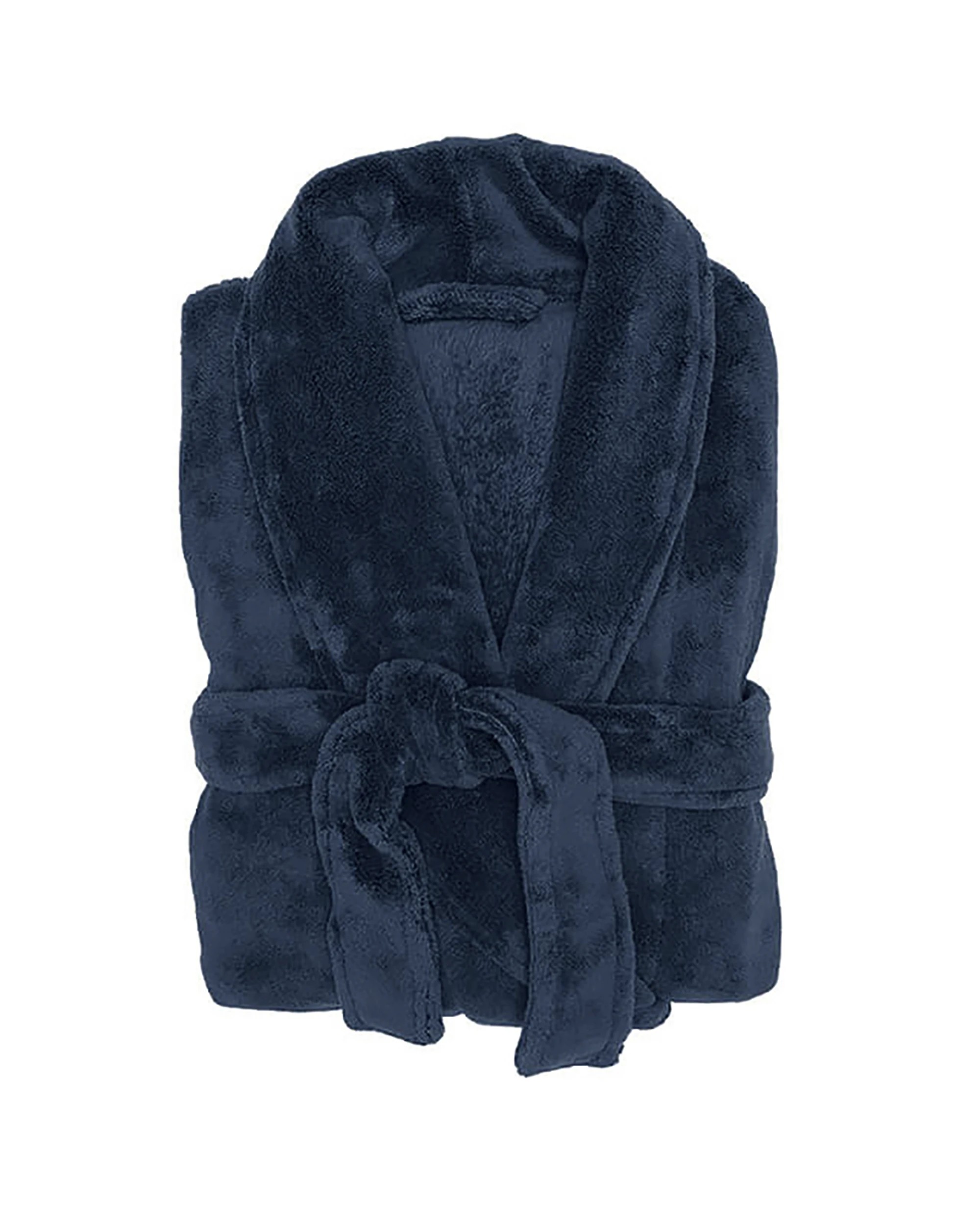 1 Bambury Soft Microplush Coral Fleece Bathrobe Dressing Gown Size Large/Extra Large Denim - Blue, 1 of 7