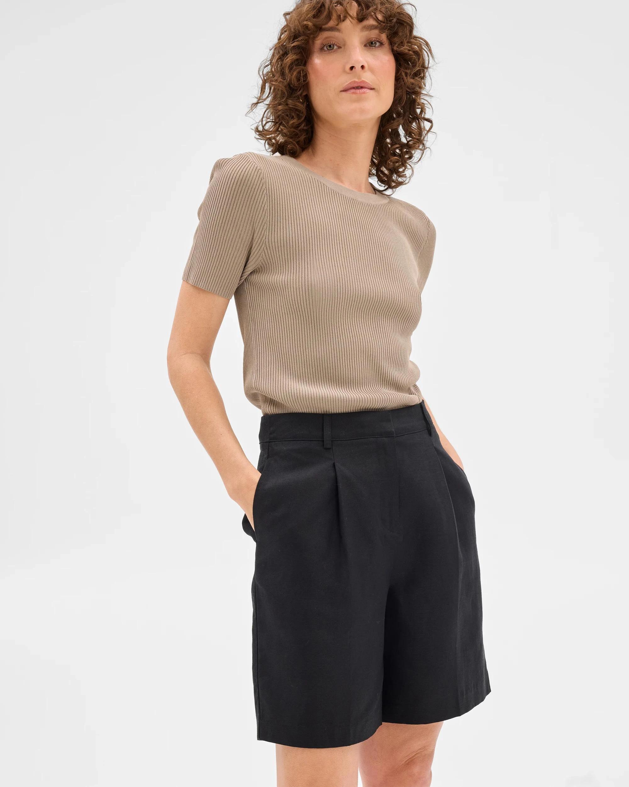 2 Linen Blend Bermuda Shorts - Preview BLACK, 2 of 6