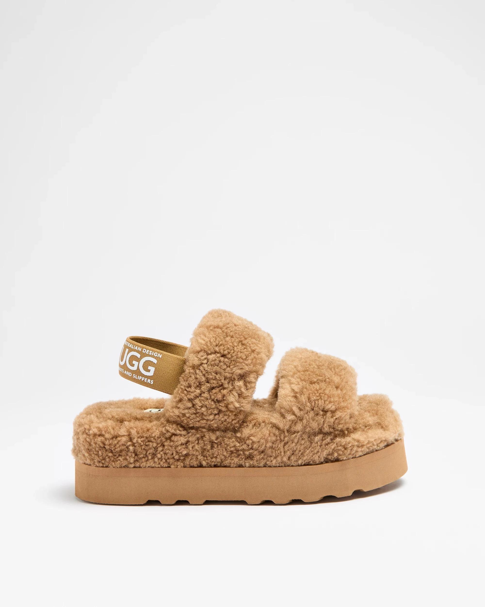 1 Australian Design Ugg Boots and Slippers Womens Genuine Sheepskin Double Strap Sling Back Slipper CARAMEL, 1 of 3