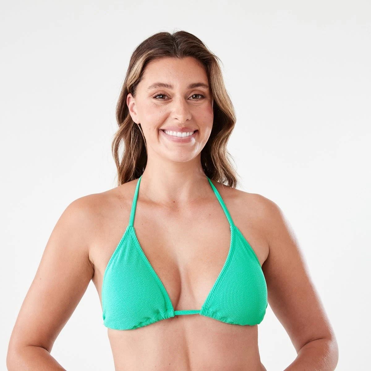 1 Slider Triangle Crinkle Bikini Top CABANA GREEN, 1 of 7
