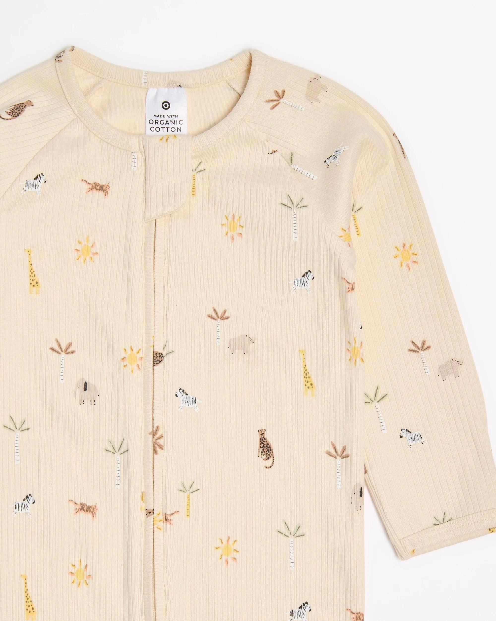 3 Target Baby Organic Cotton Rib Zip Coverall SAFARI ANIMAL, 3 of 4