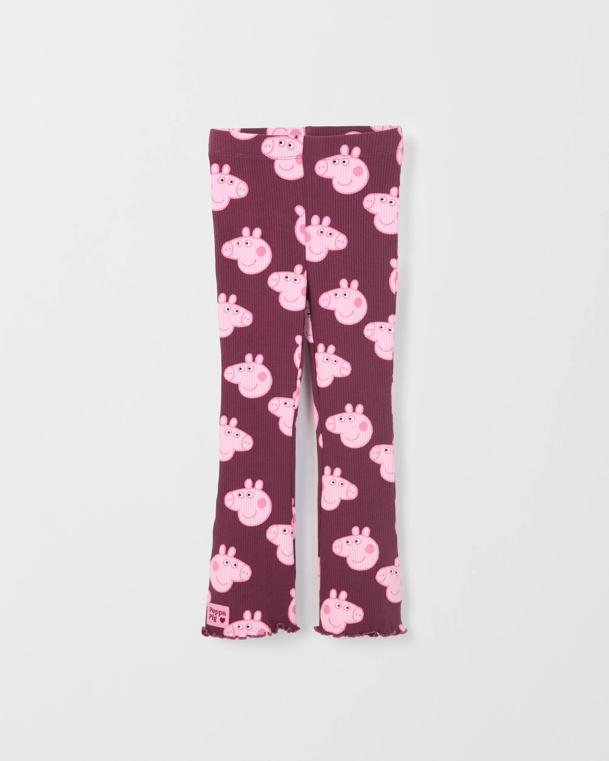 1 Peppa Pig License Australian Cotton Blend All Over Print Flare Leggings BURGUNDY, 1 of 1