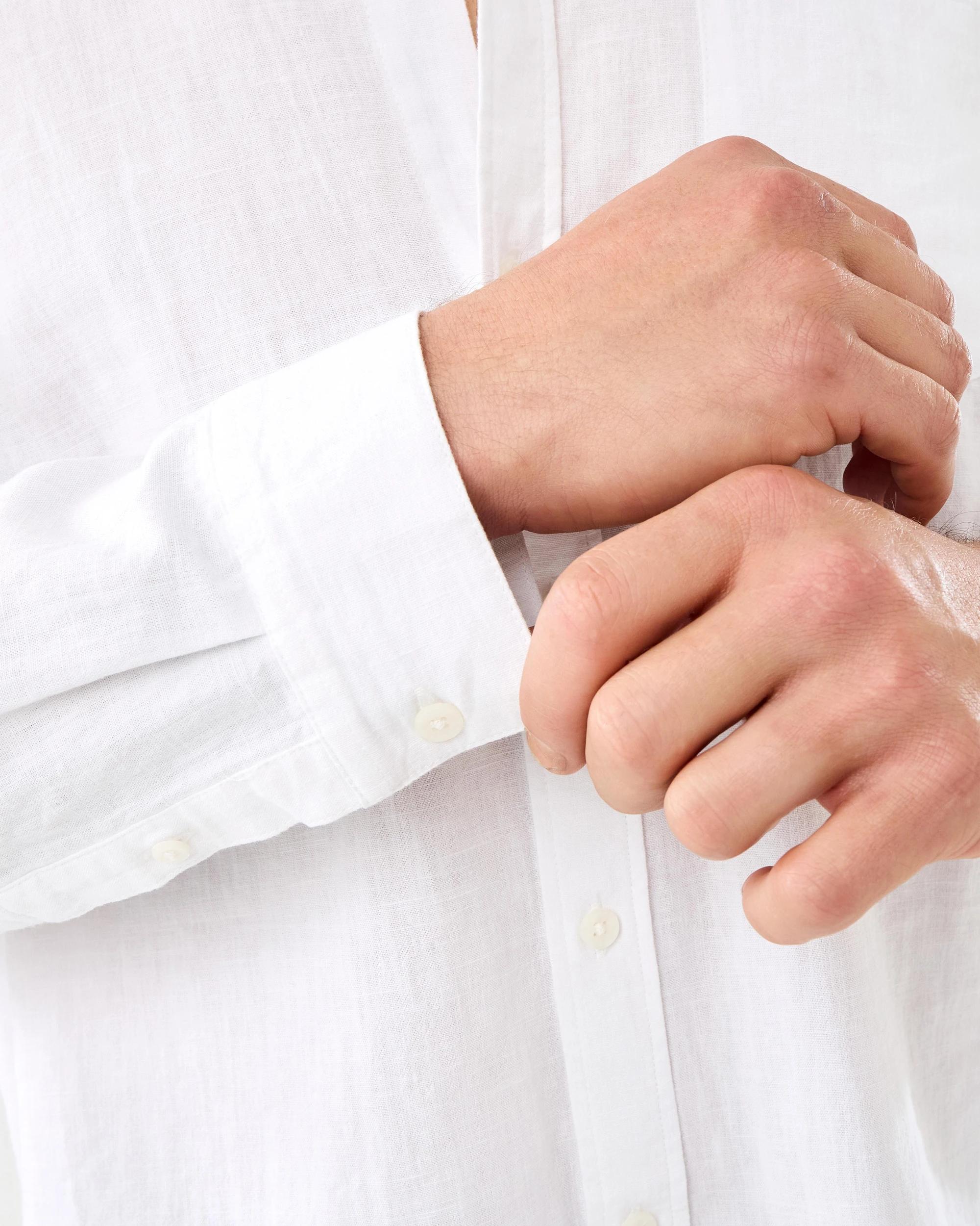 6 Long Sleeve Cotton Linen Shirt White, 6 of 9