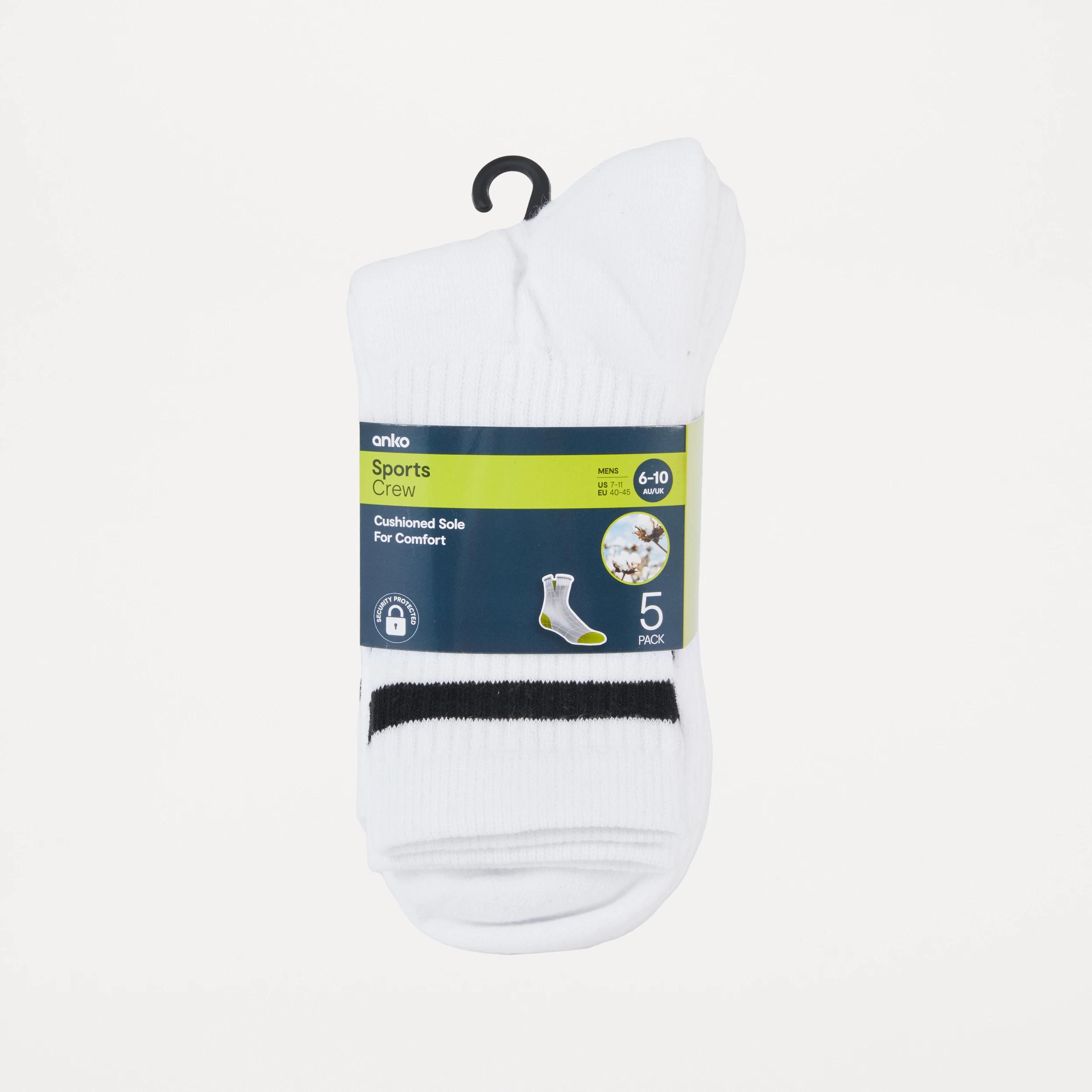 3 5 Pack Quarter Crew Sport Socks Wht Stripe, 3 of 4