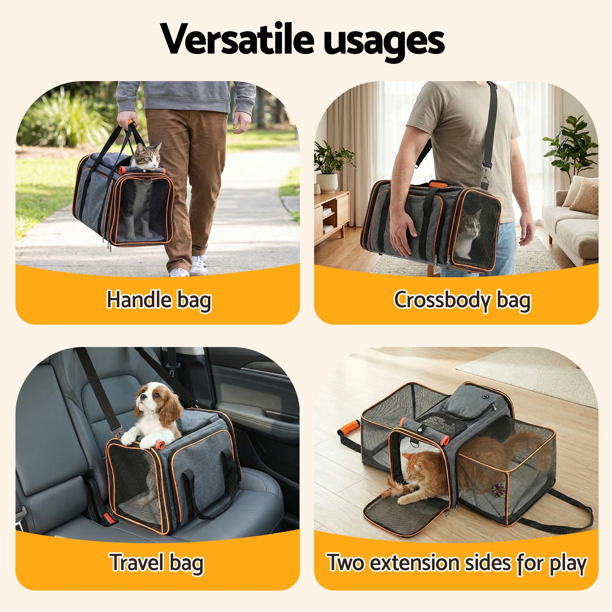 5 i.Pet Pet Carrier Bag Foldable Expandable Dog Cat Travel Cage Portable Car Kennel - Multi, 5 of 8