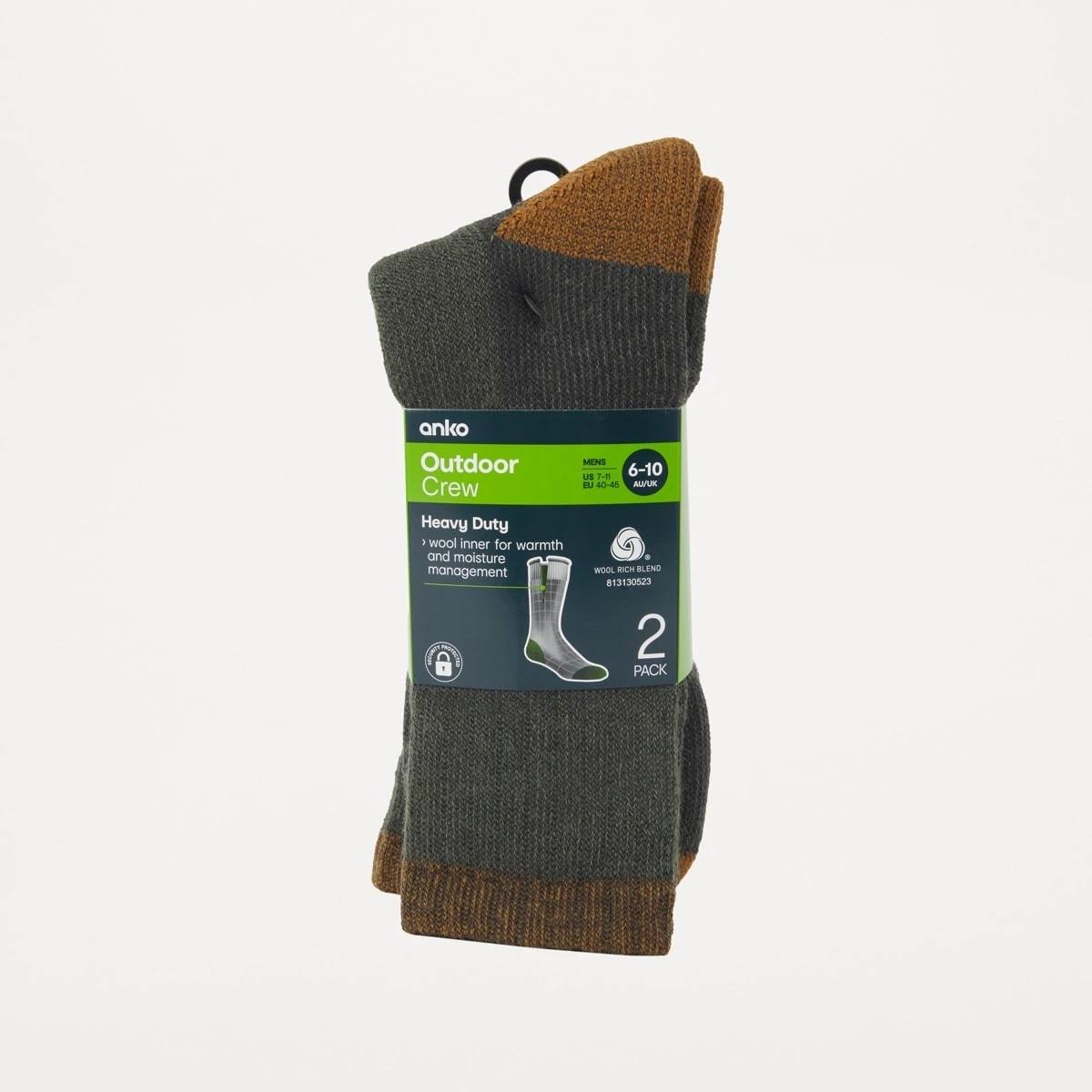 3 2 Pack Wool Blend Crew Socks OLIVE RUB, 3 of 3