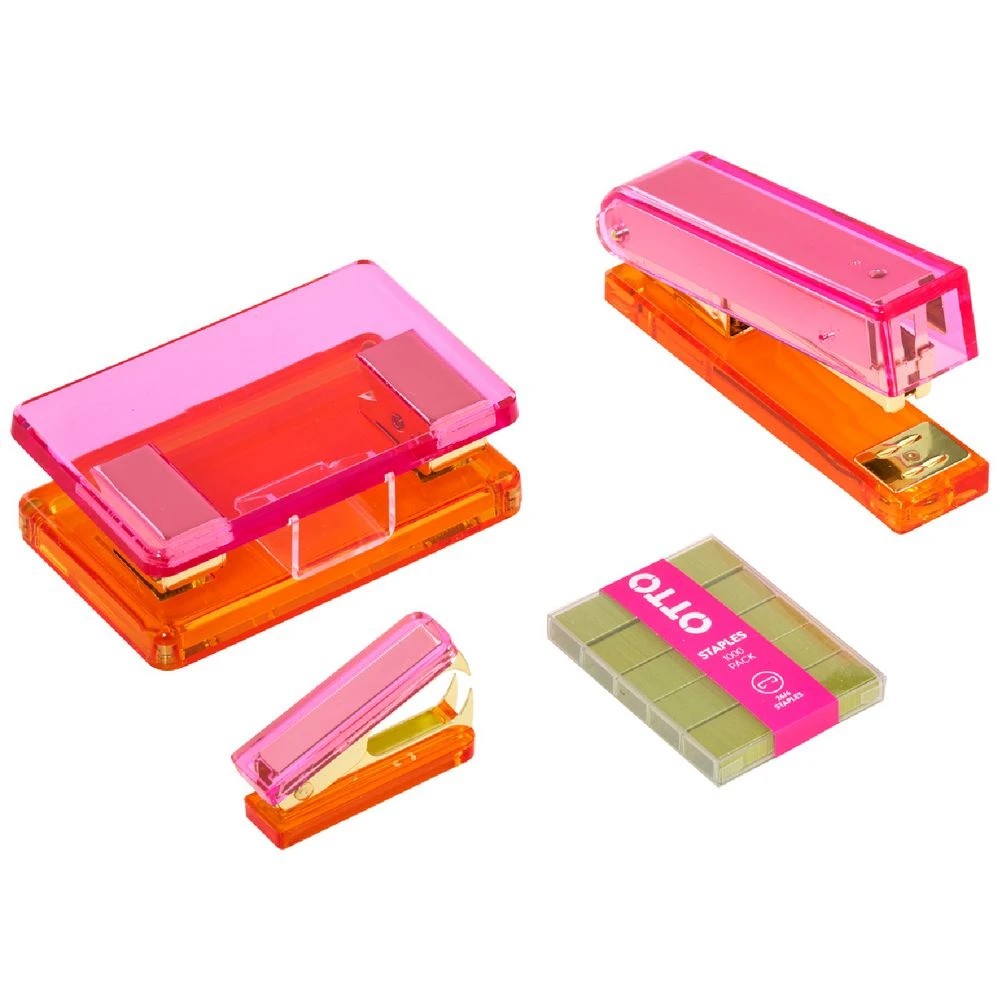 4 Otto Stapler Acrylic Pink and Coral Set, 4 of 4