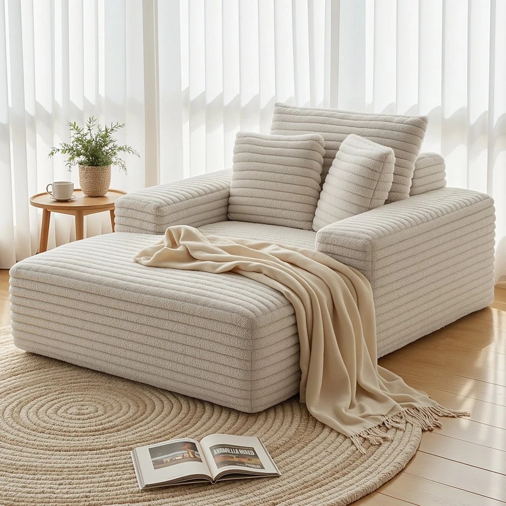 9 Artiss Cloud Sofa Bed Lounge Chair Recliner with Pocket Spring Core Faux Sleeper Chair - Beige, 9 of 9