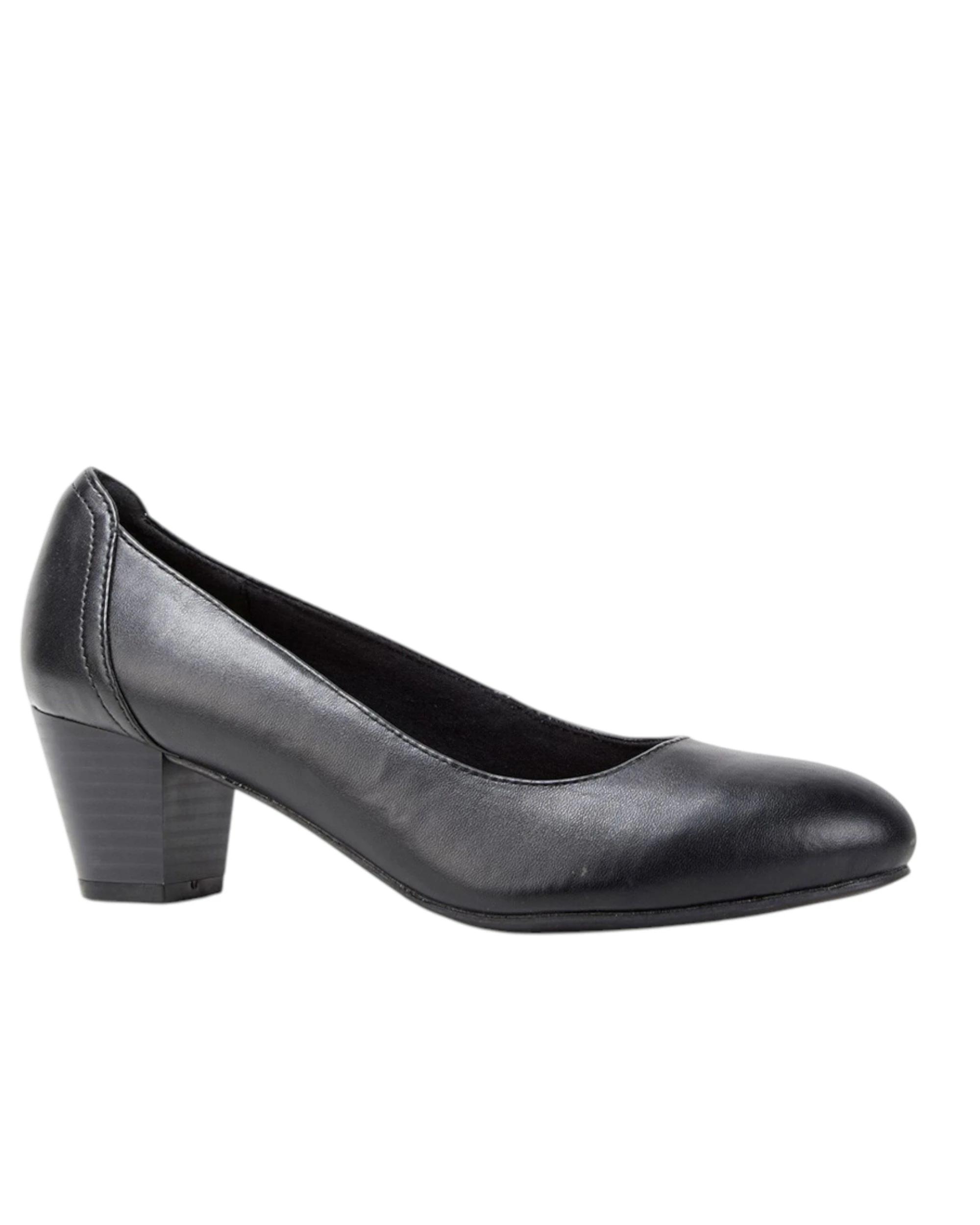1 Grosby Ivy Black Closed Toe Thick Heels Casual Work Ladies Womens Shoes BLACK, 1 of 1