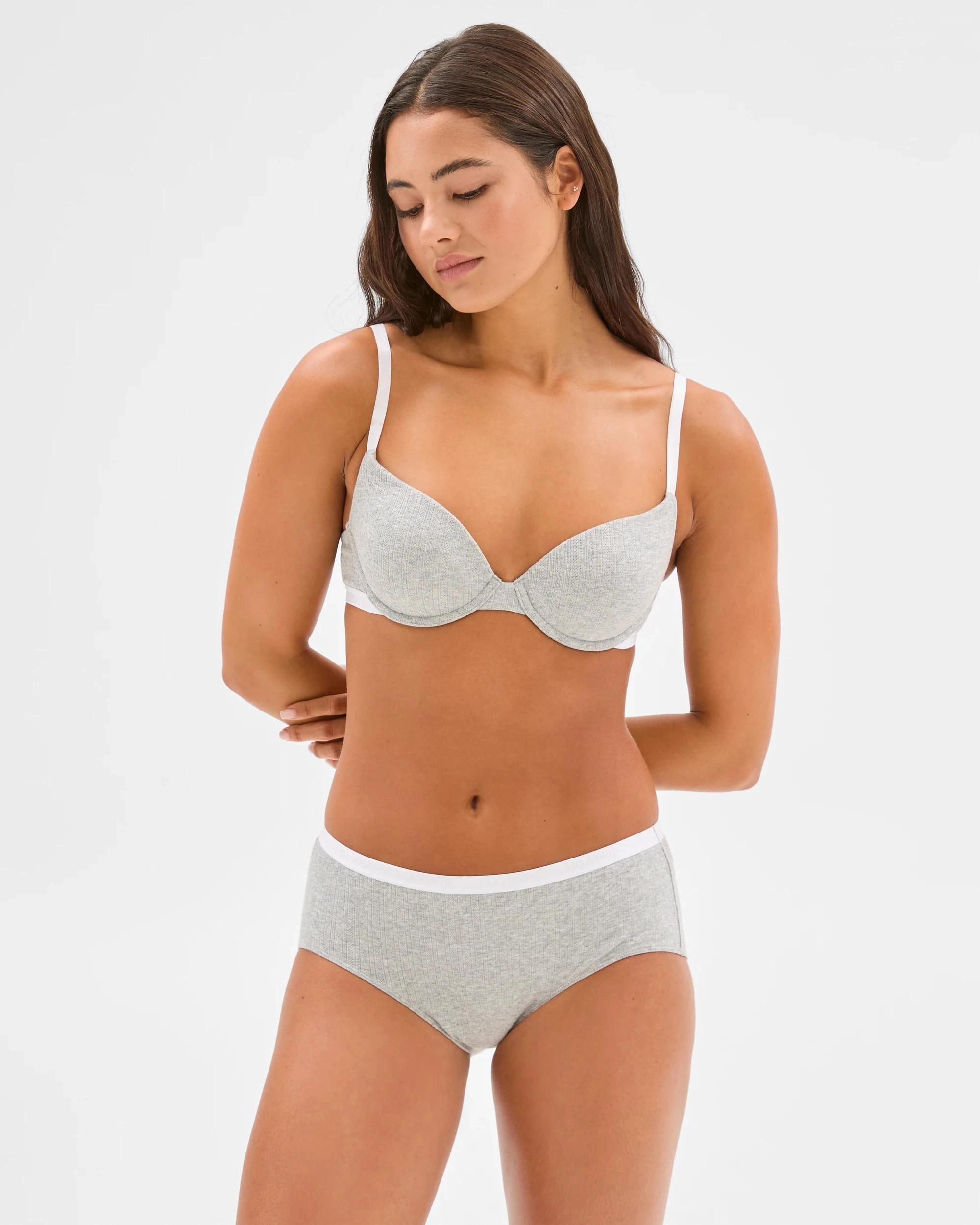 3 Lily Loves Australian Cotton 2 Pack Pointelle Boyleg Briefs WHITE/GREY MARLE, 3 of 6