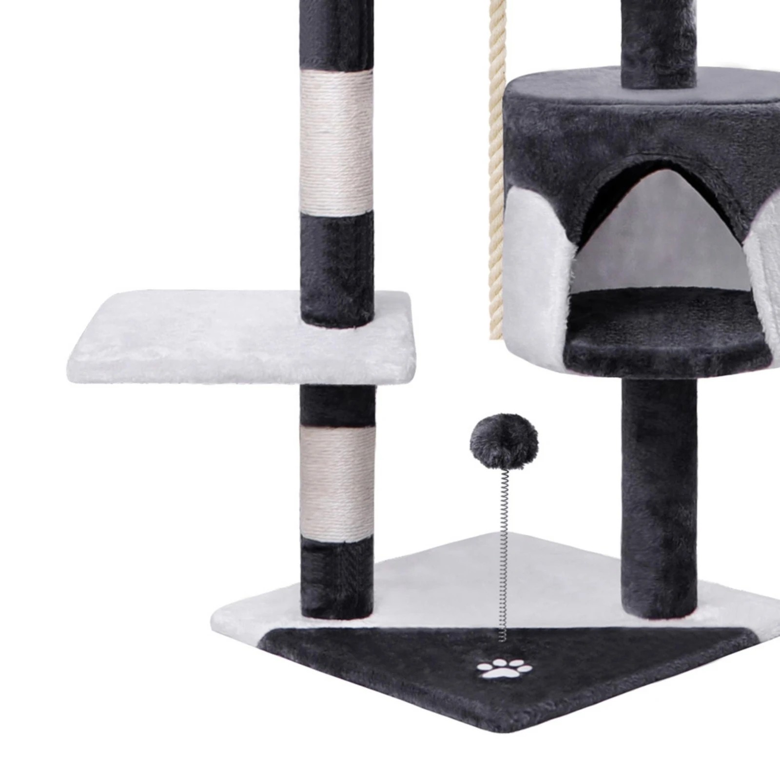 2 Beastie Cat Tree Scratching Post Scratcher Tower Condo House Furniture 112CM - Grey White, 2 of 5