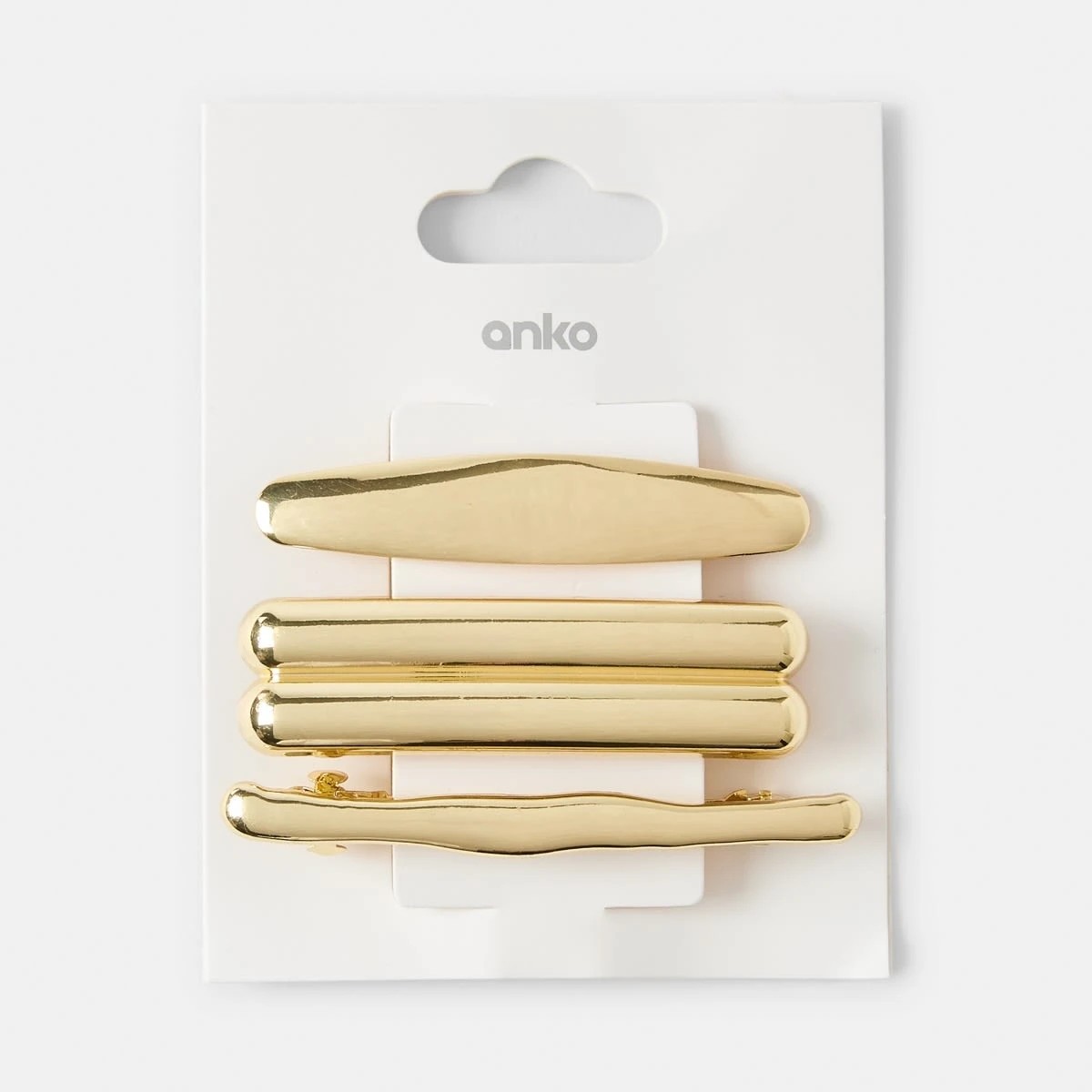 4 3 Pack Gold Tone Barrette Hair Clips, 4 of 4